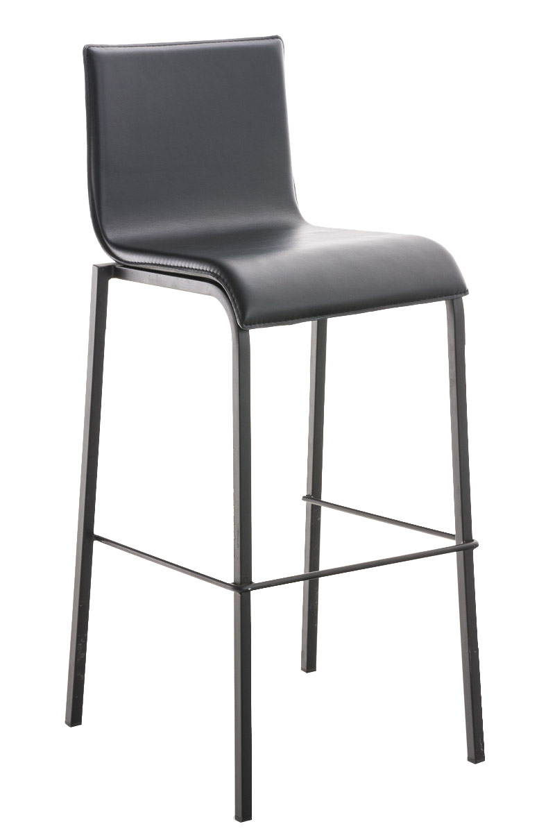 Barhocker Avola Leder Flach B78, schwarz