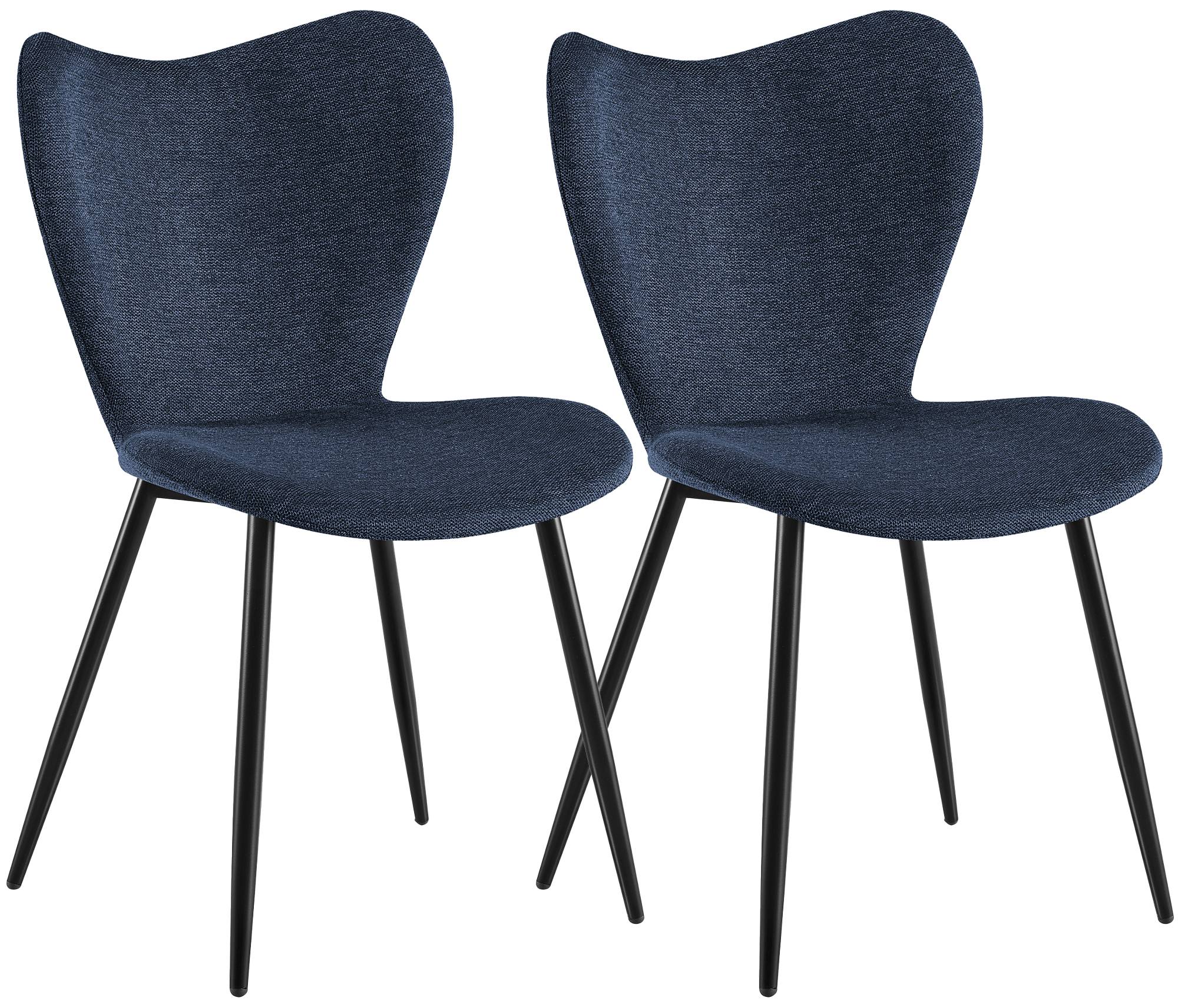 2er Set Esszimmerstuhl Maika Stoff, blau