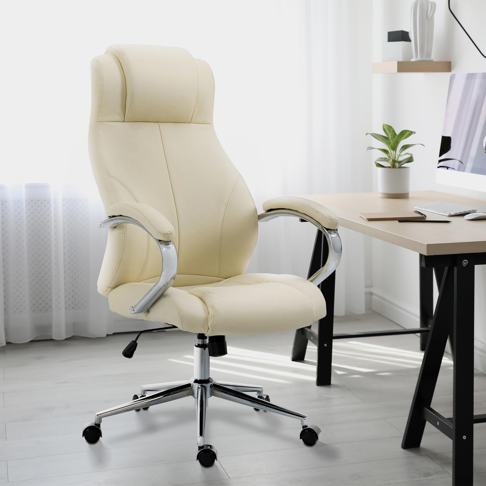 Bürostuhl Salford Echtleder, creme