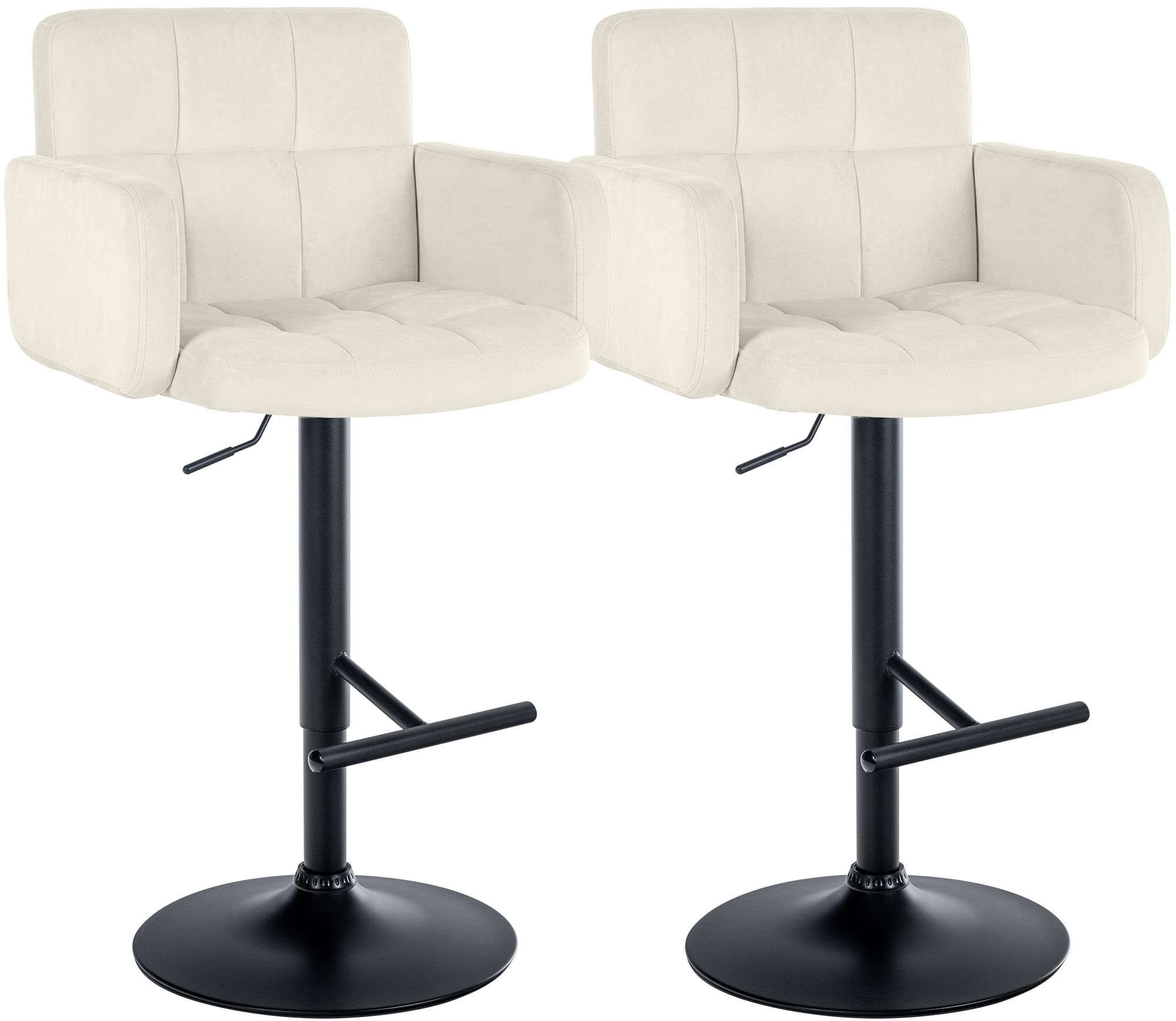 2er Set Barhocker Los Angeles Samt schwarz, creme