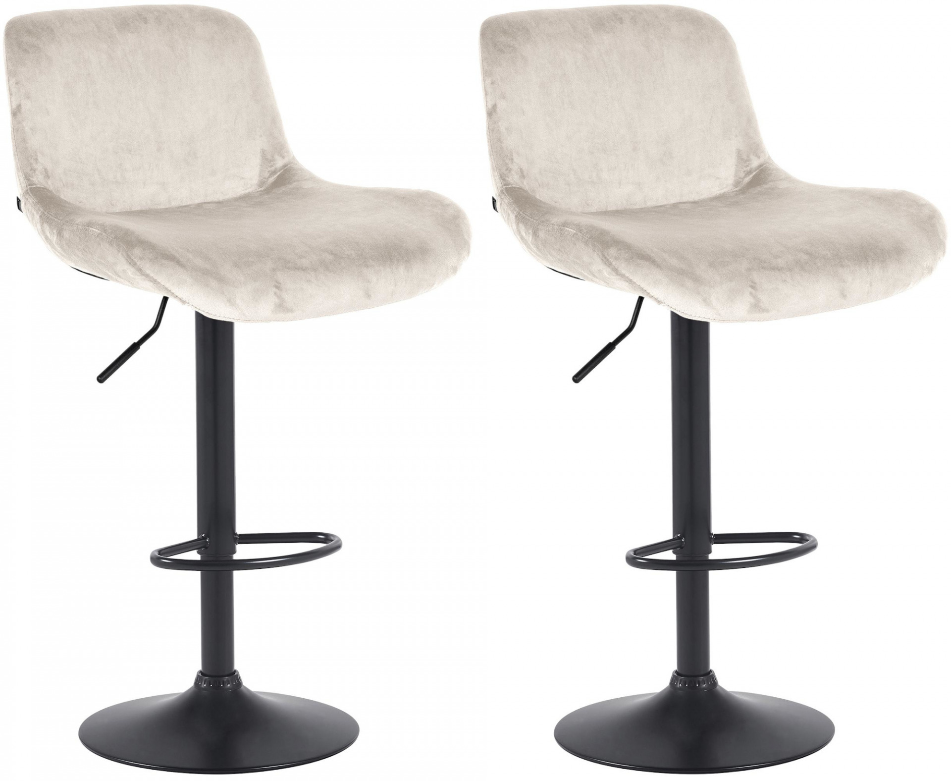 2er Set Barhocker Solon Schwarz Samt, creme