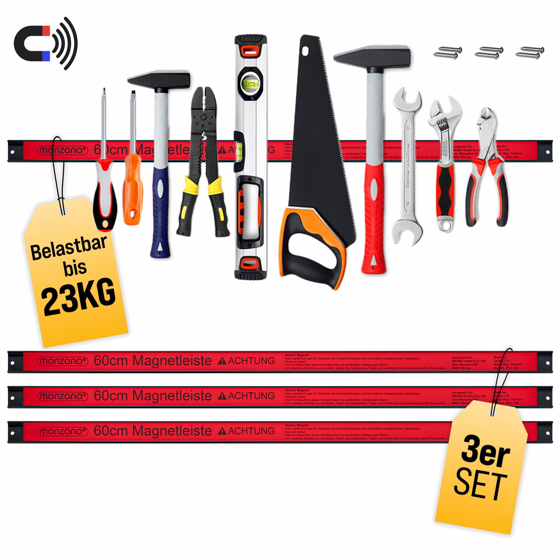 Magnetleiste 3er-Set 60cm inkl Montagematerial