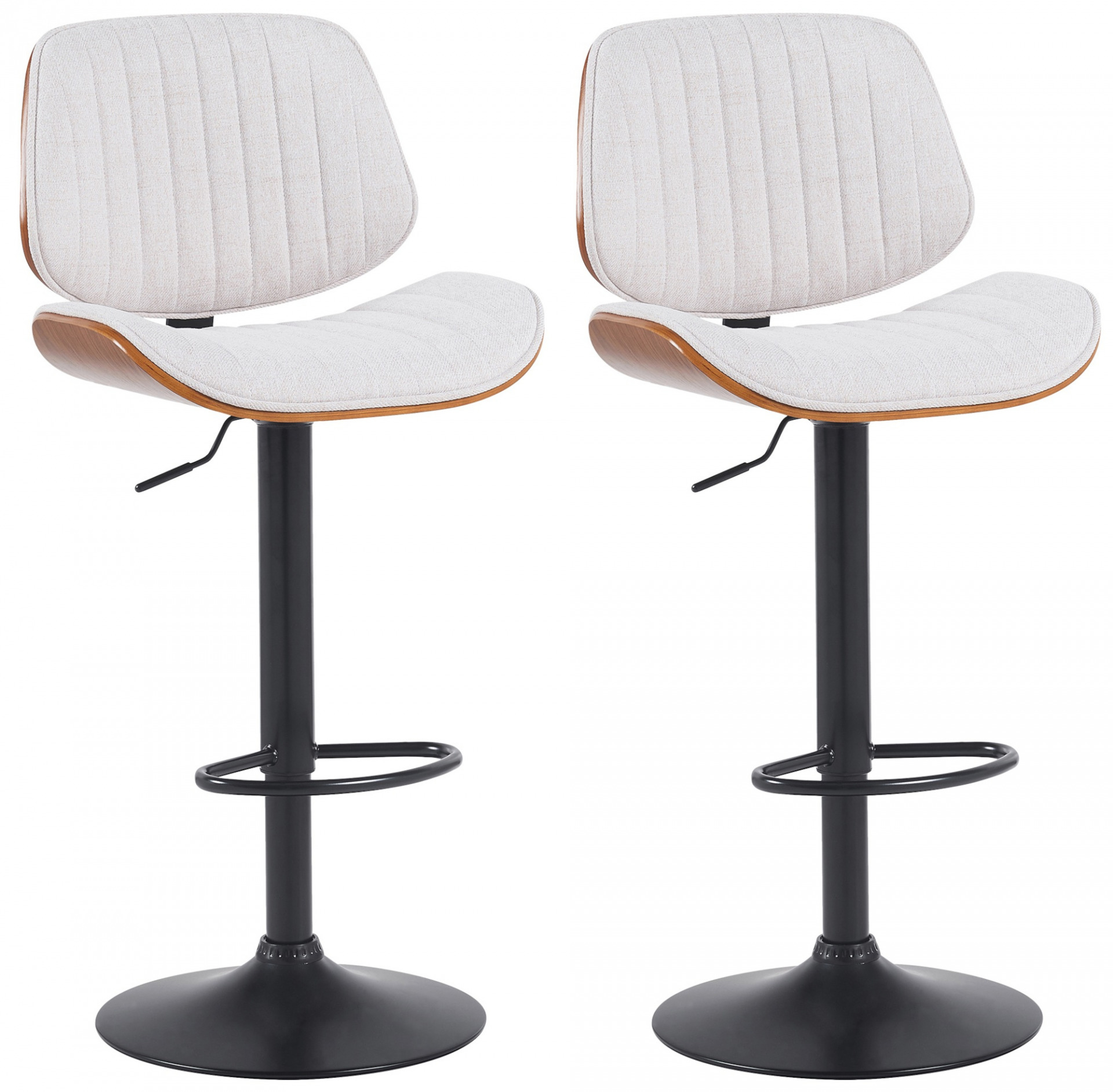 2er Set Barhocker Clawson Stoff schwarz, walnuss/creme