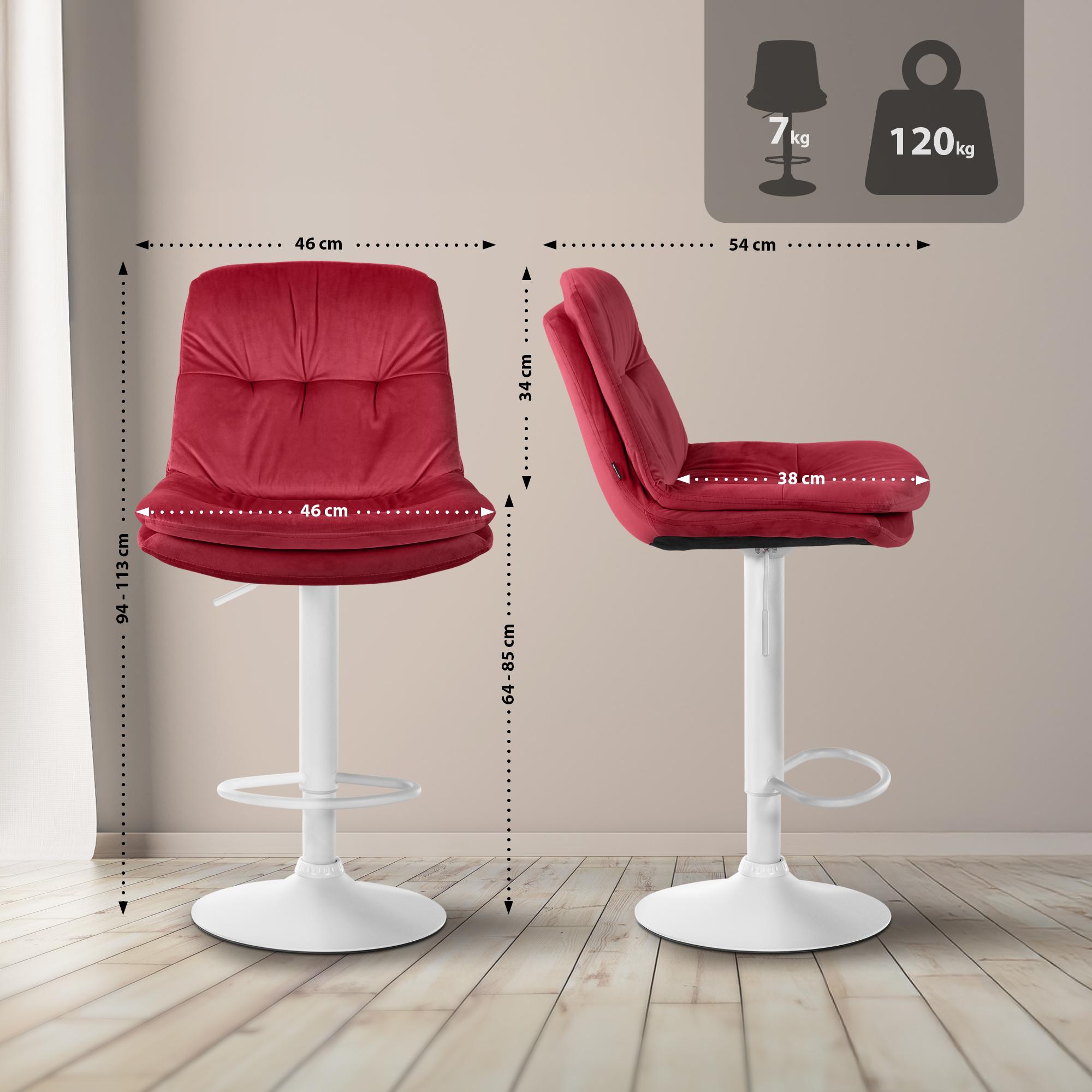 Barhocker Laurel Samt weiß, rot