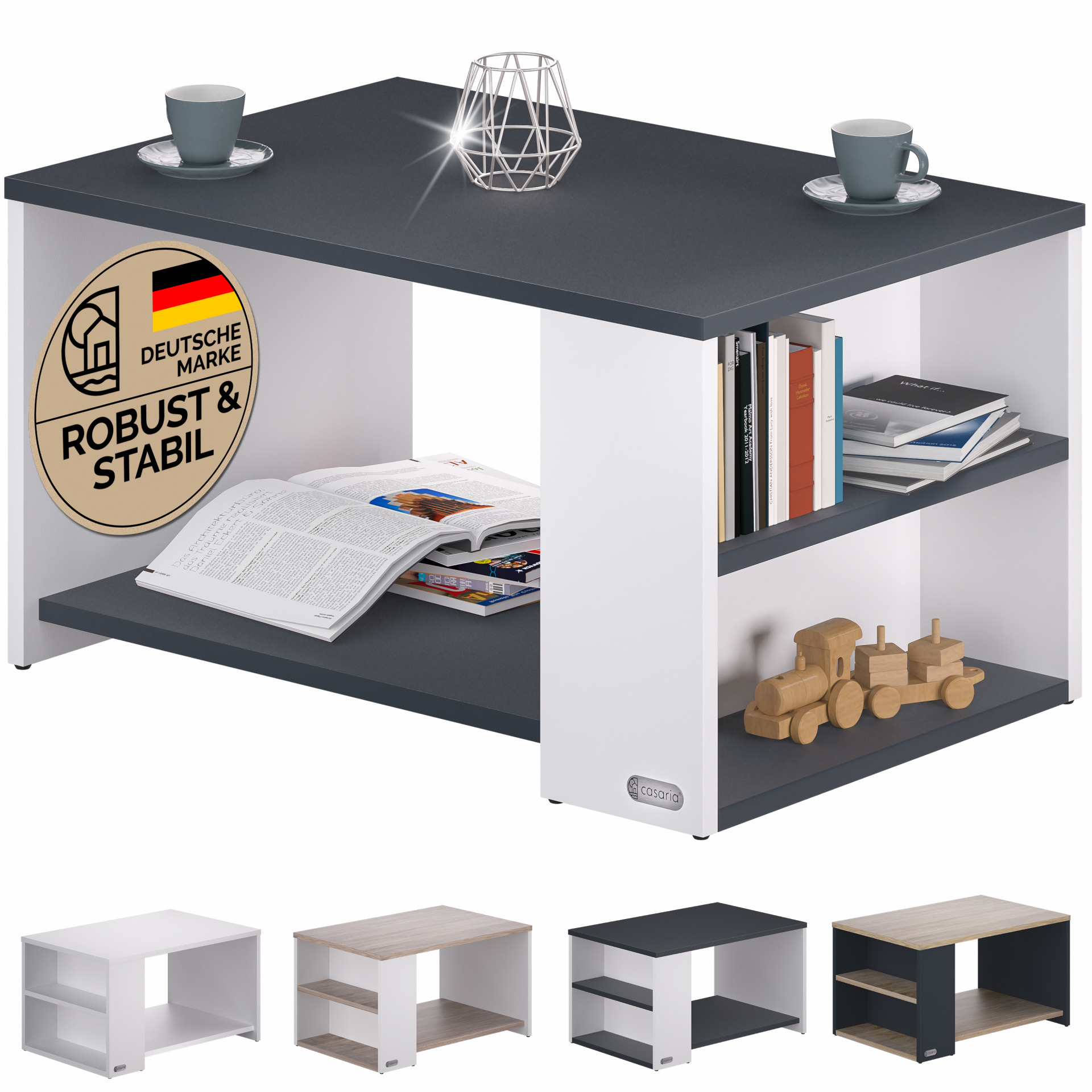Couchtisch Santa Cruz Weiß/Anthrazit 90x60x50cm