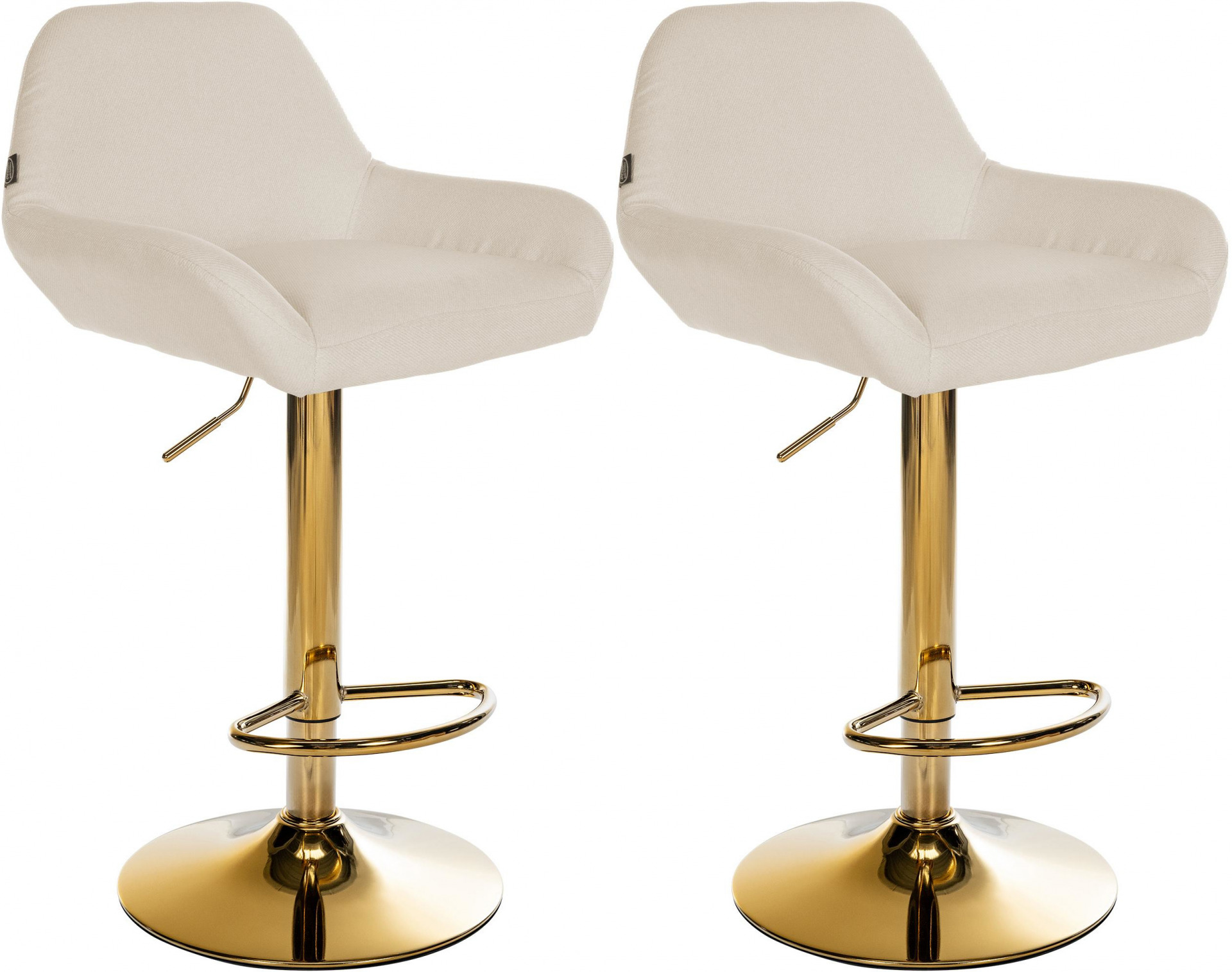 2er Set Barhocker Braga Gold Stoff, creme