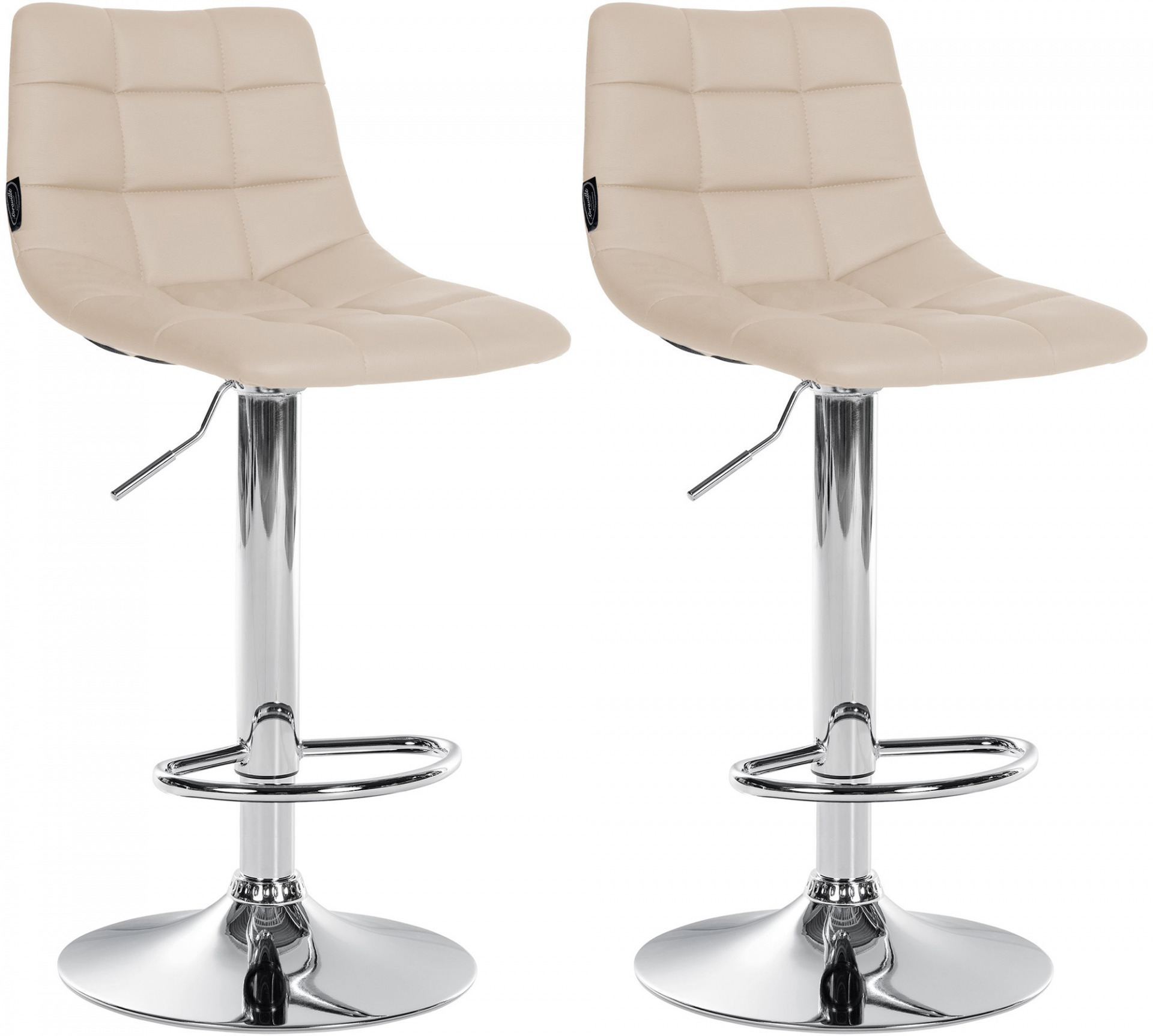 2er Set Barhocker Jerry Kunstleder chrom, creme