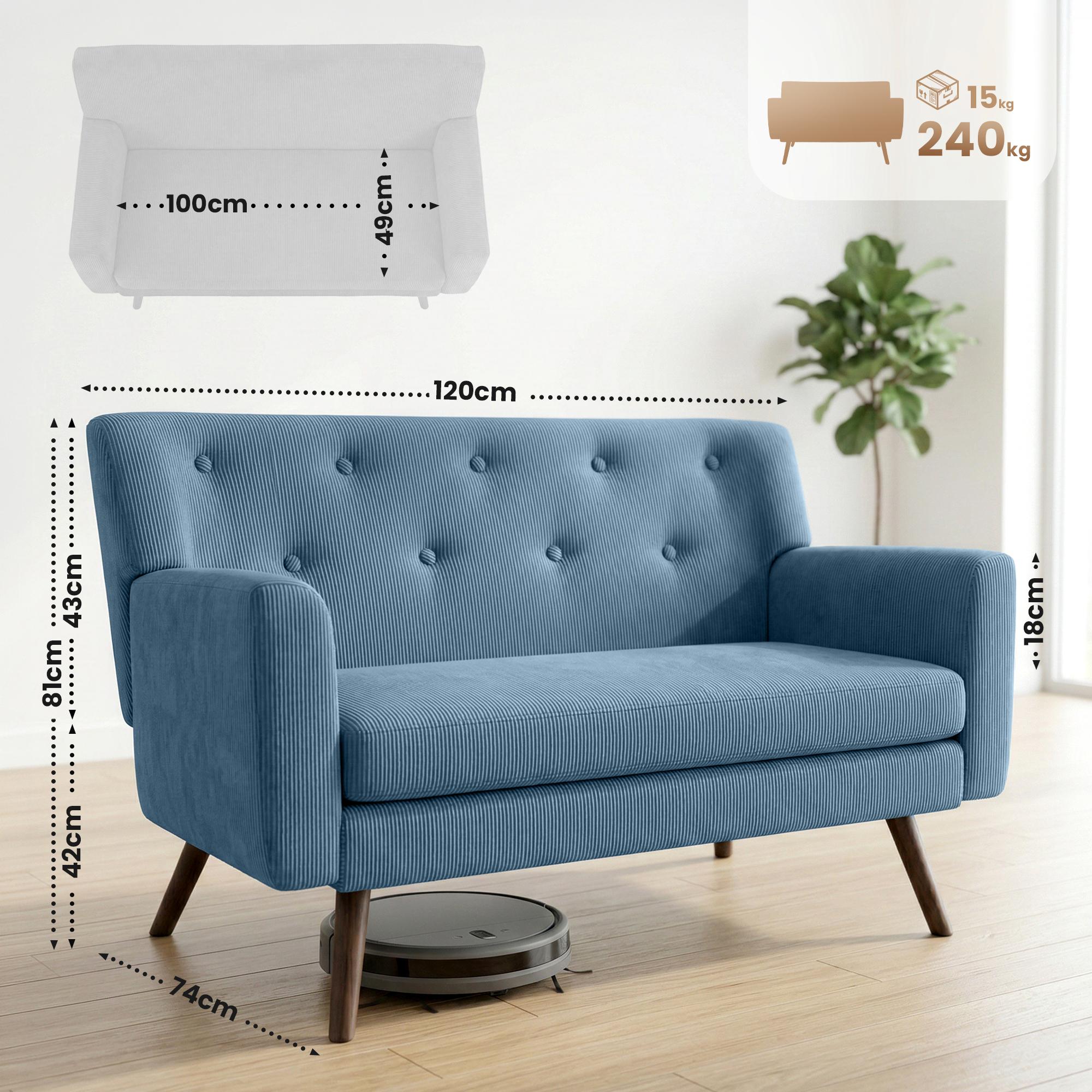 Sofa Kioni Cord, blau