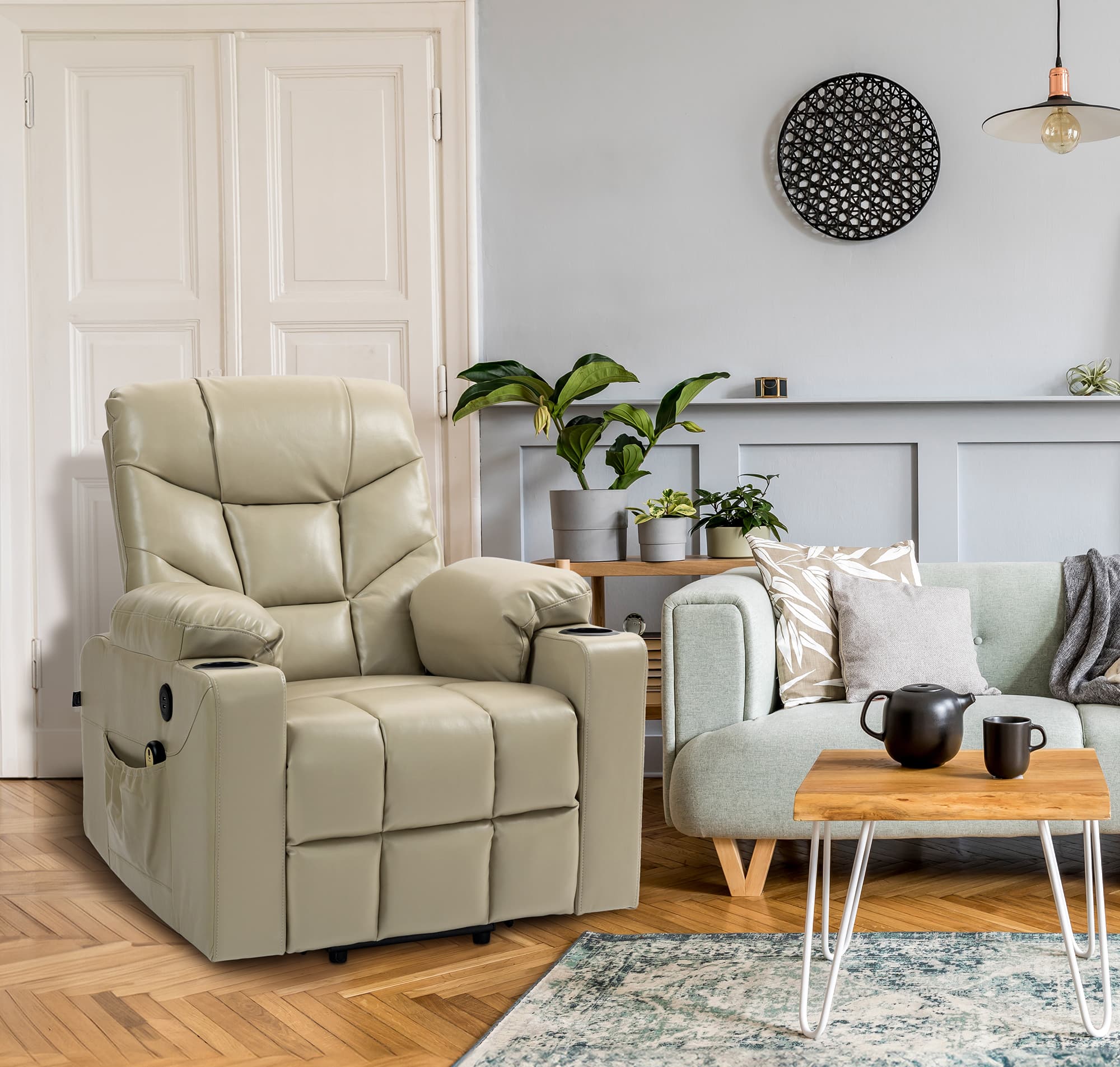 Sessel Andover Kunstleder, creme