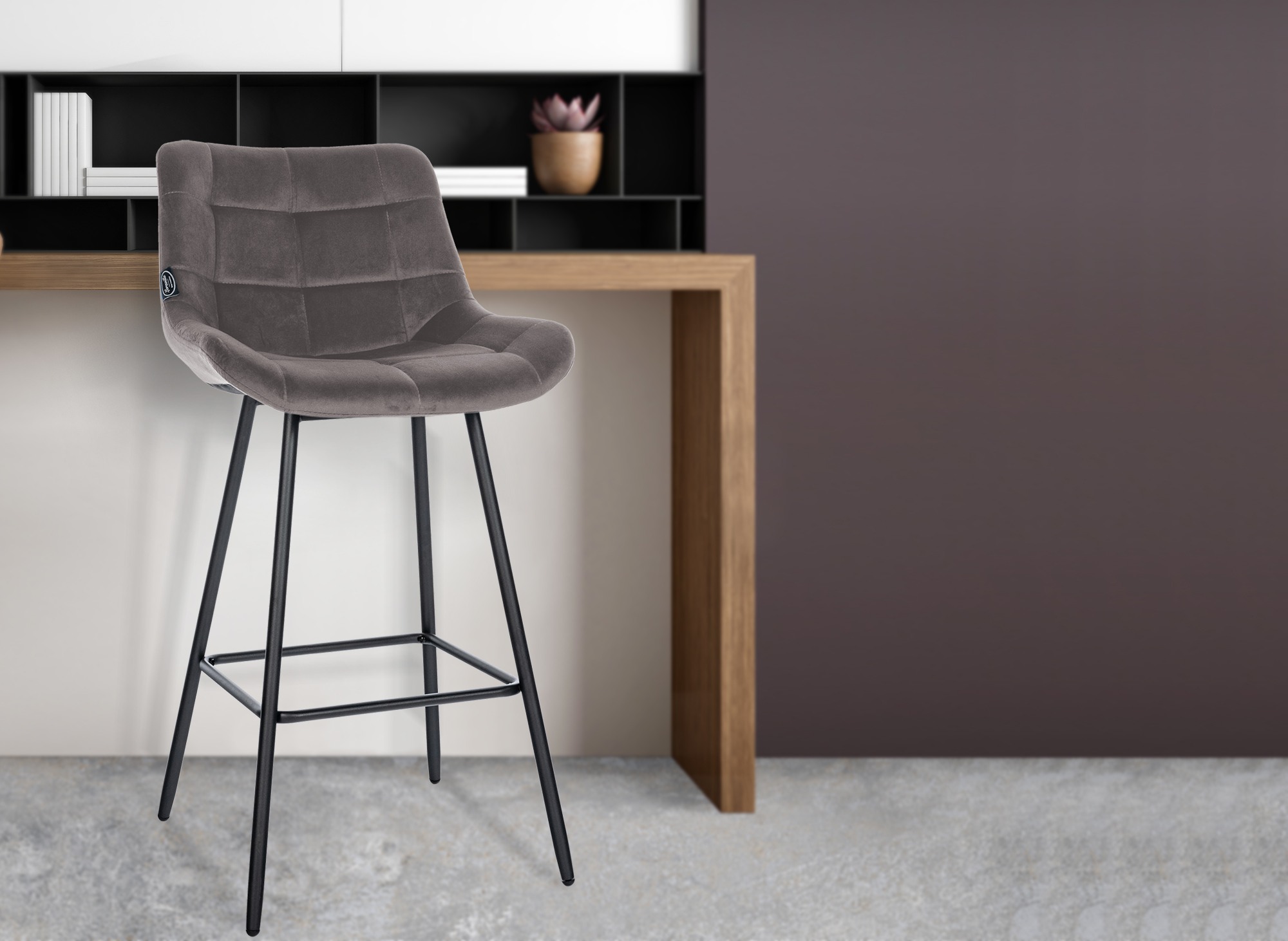 Barhocker Weston Samt, grau