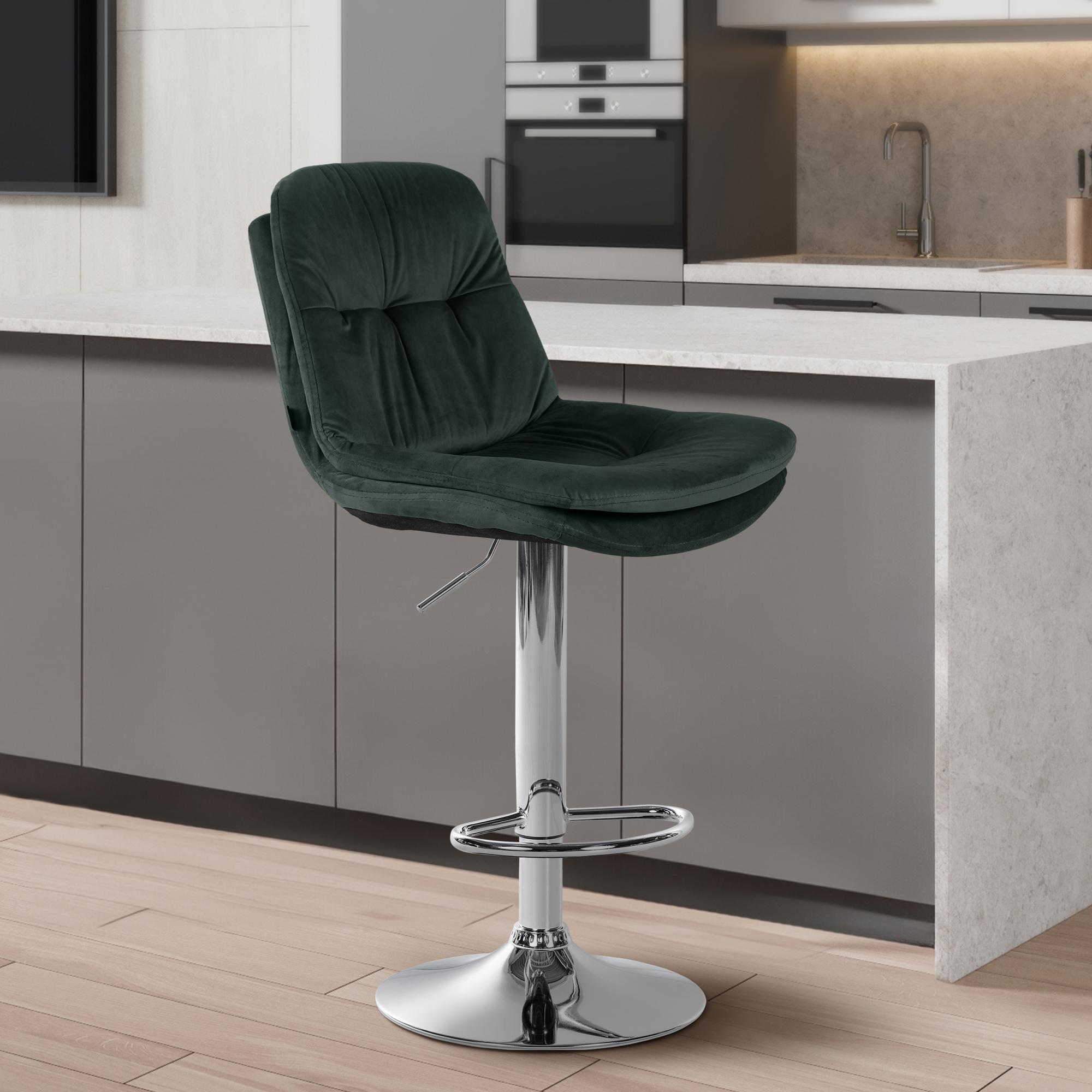 Barhocker Laurel Samt chrom, dunkelgrün