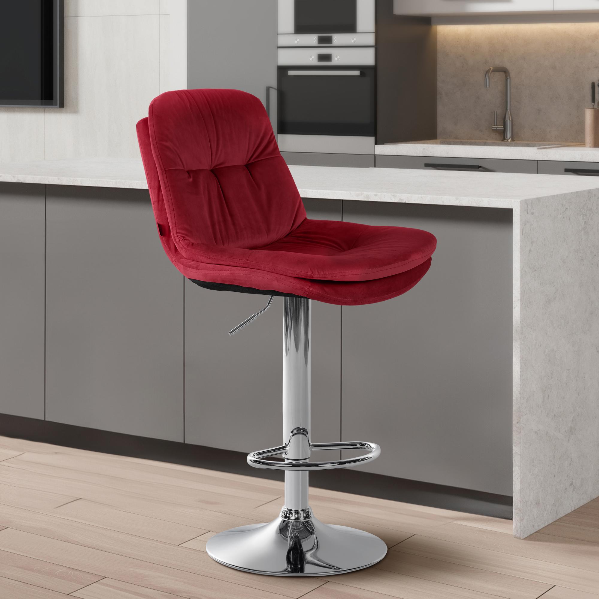 Barhocker Laurel Samt chrom, rot
