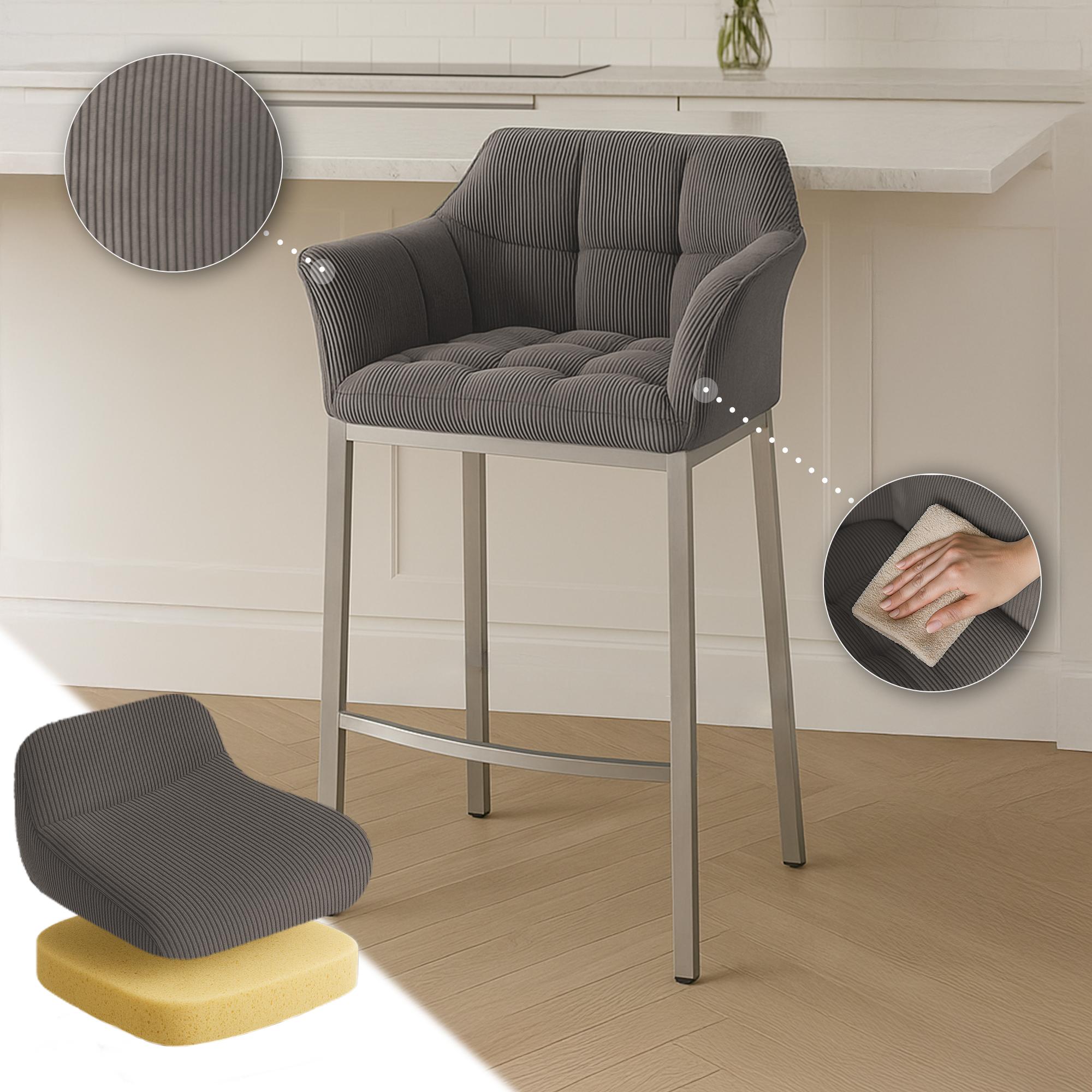 Barhocker Damaso E Cord mit 4-Fuß Gestell, taupe
