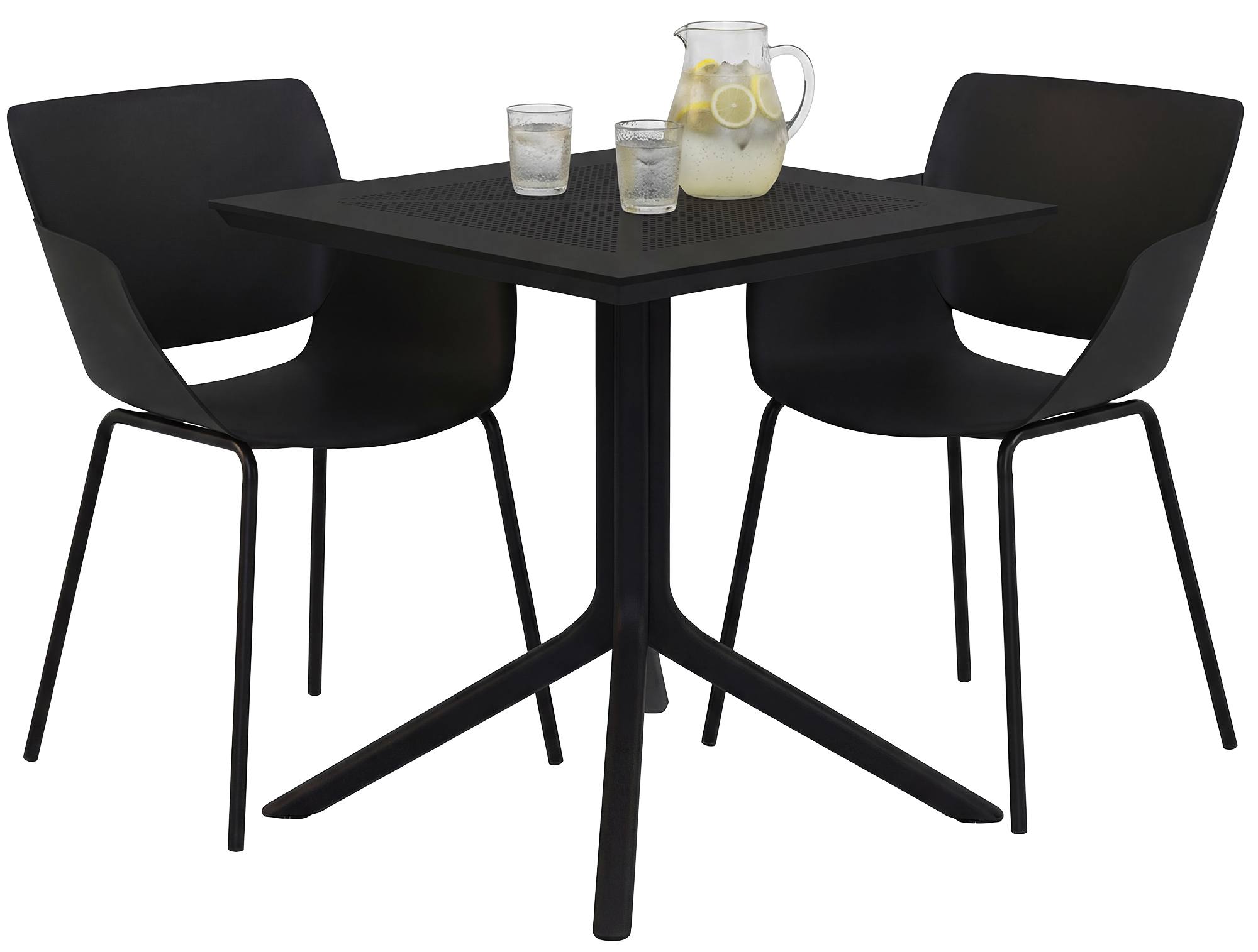 Gartenmöbel-Set Lirra mit 2 Stühlen, schwarz