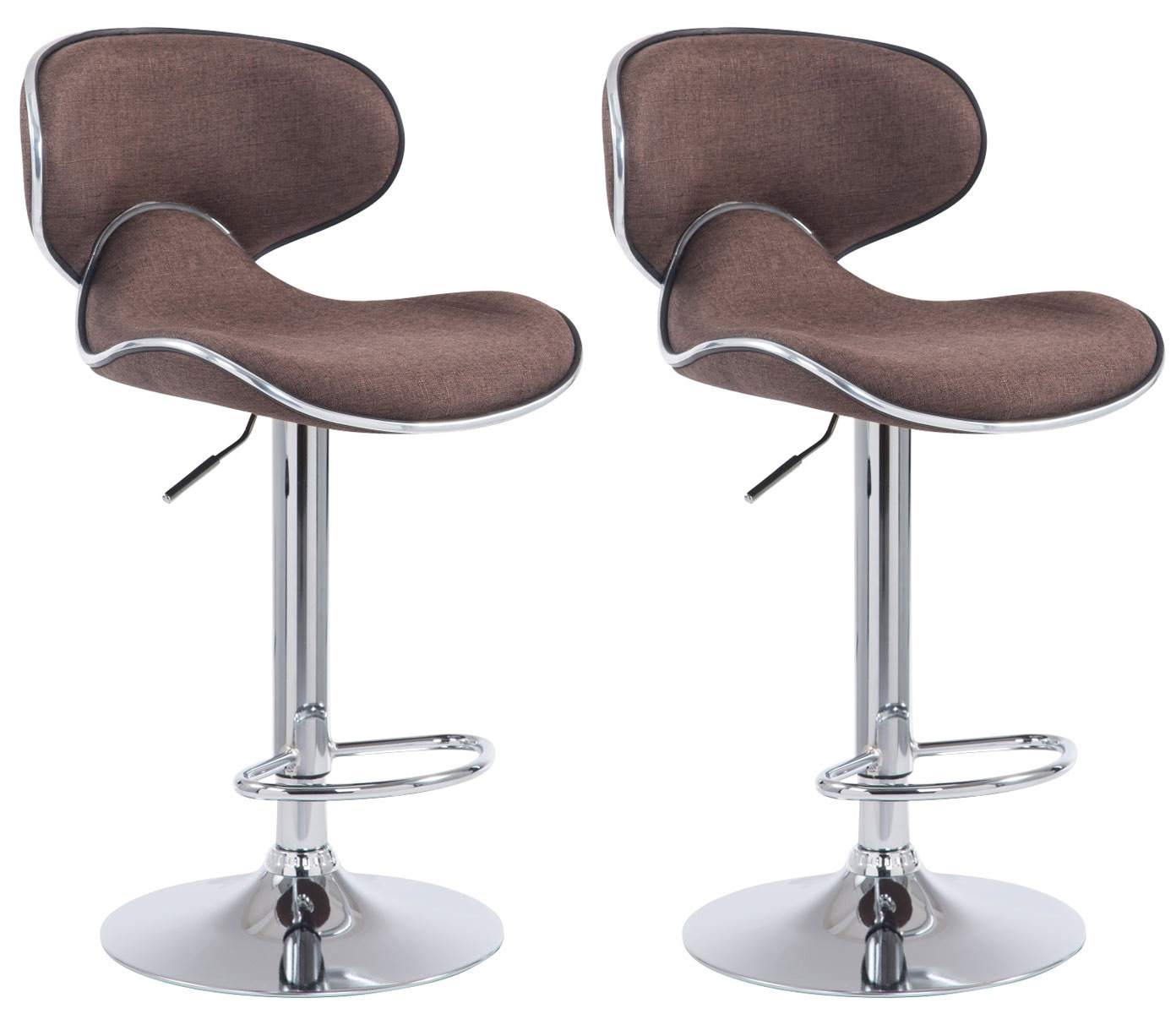 2er Set Barhocker Las Vegas V2 Stoff chrom, braun