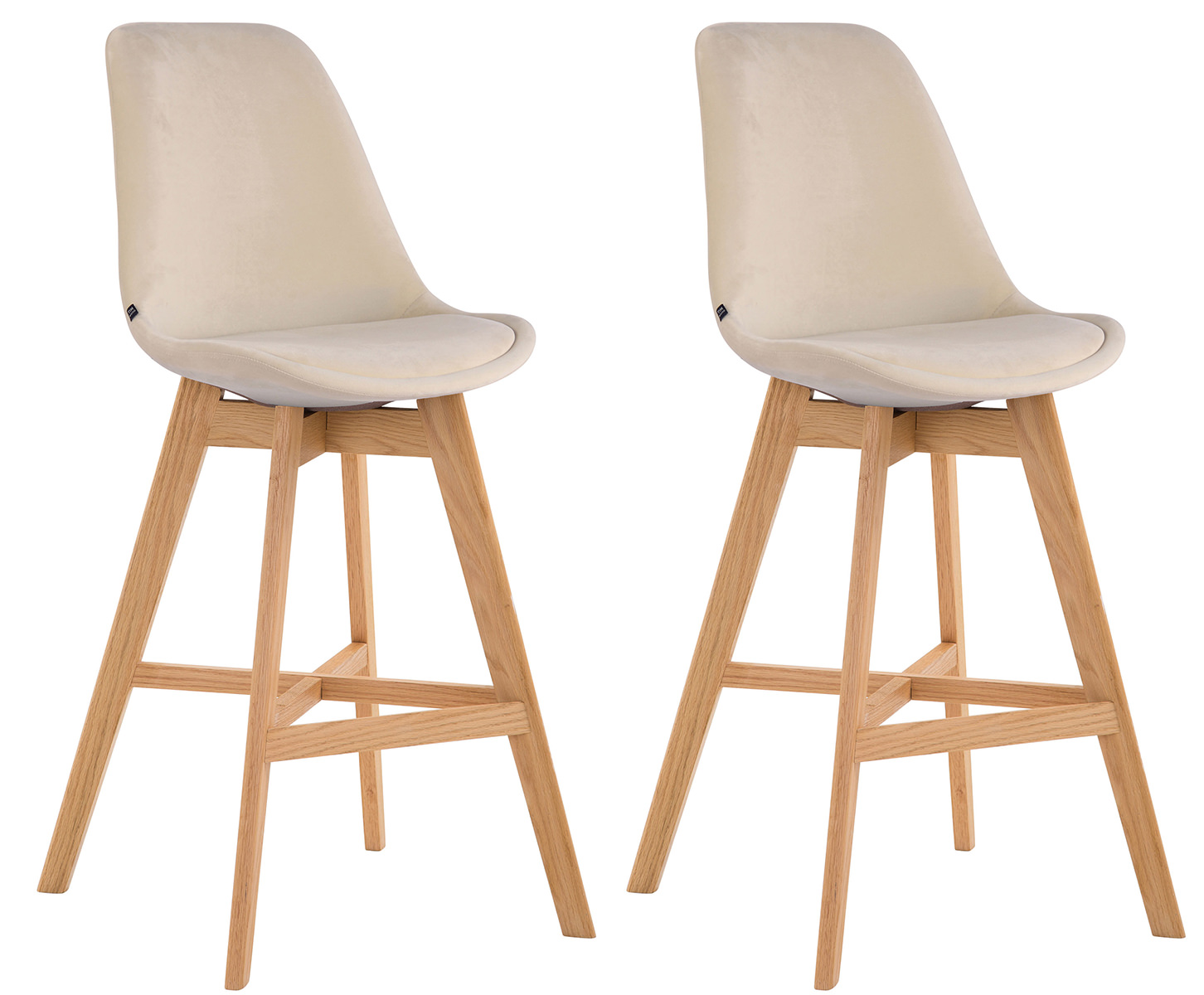 2er Set Barhocker Cannes Samt natura, creme