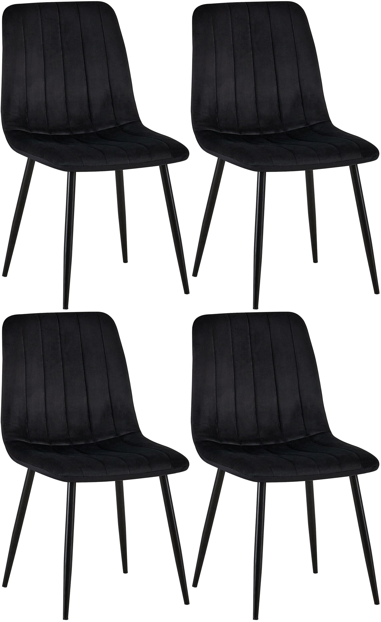 4er Set Stühle Dijon Samt, schwarz