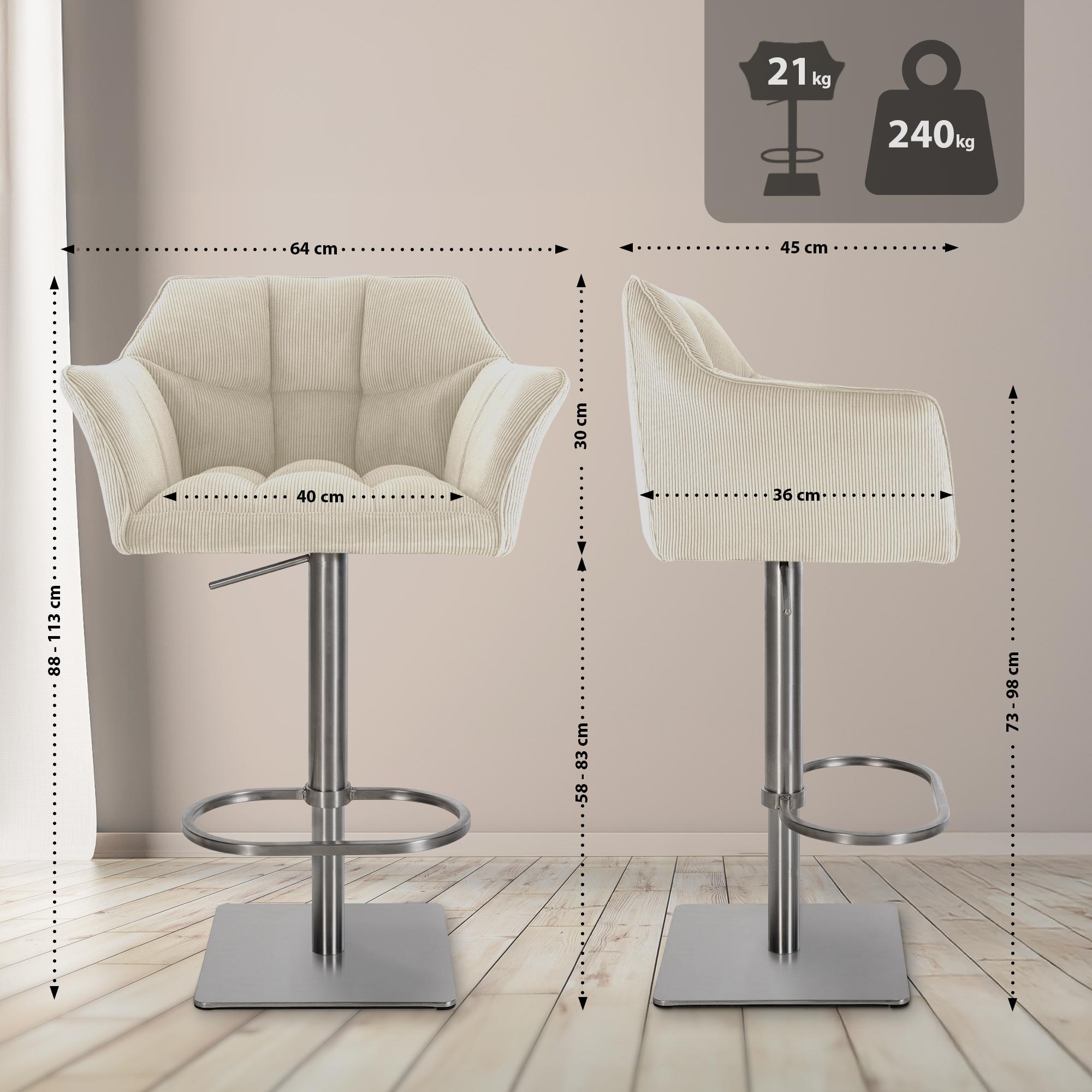 Barhocker Damaso E Cord, creme