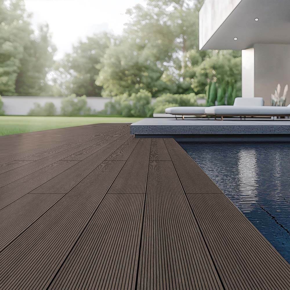 WPC Terrassendielen Komplettset (inkl. Unterkonstruktion) SAMANA - Dunkelbraun 20m²