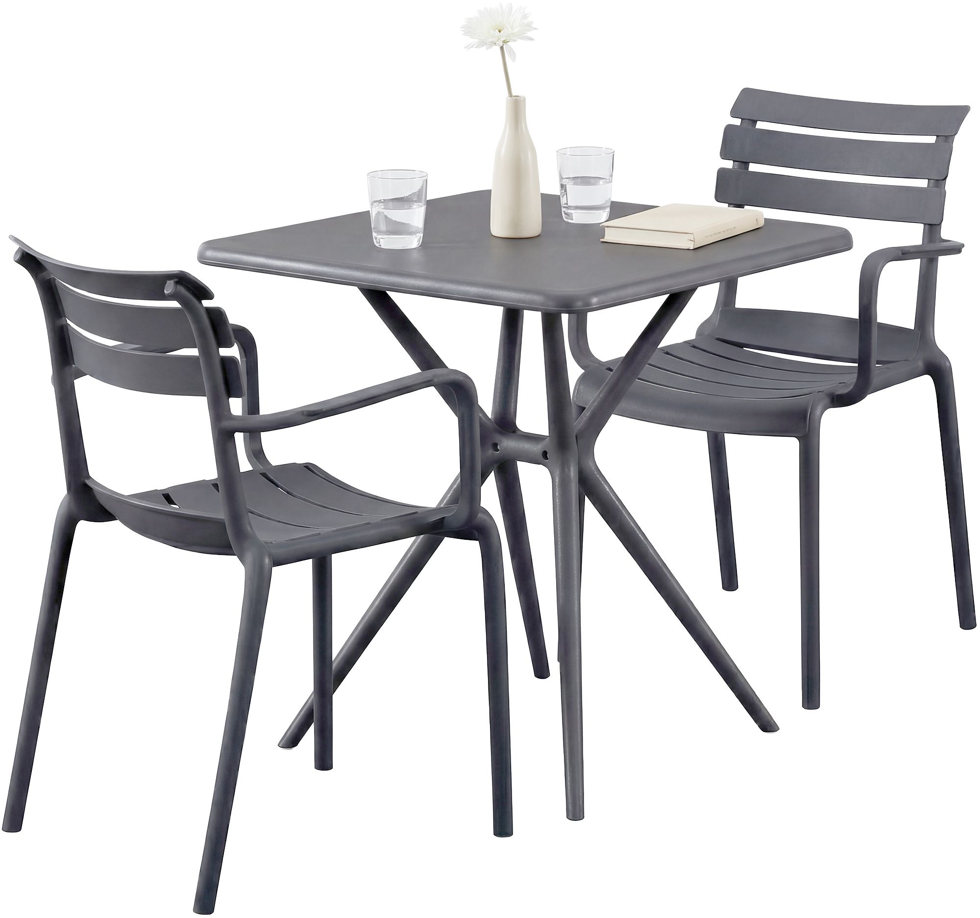 Gartenmöbel-Set Avena mit 2 Stühlen, dunkelgrau