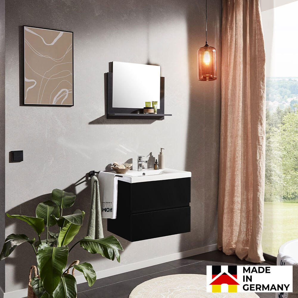 Badmöbel Komplettset WANGEROOGE DELUXE M - Schwarz Made in Germany