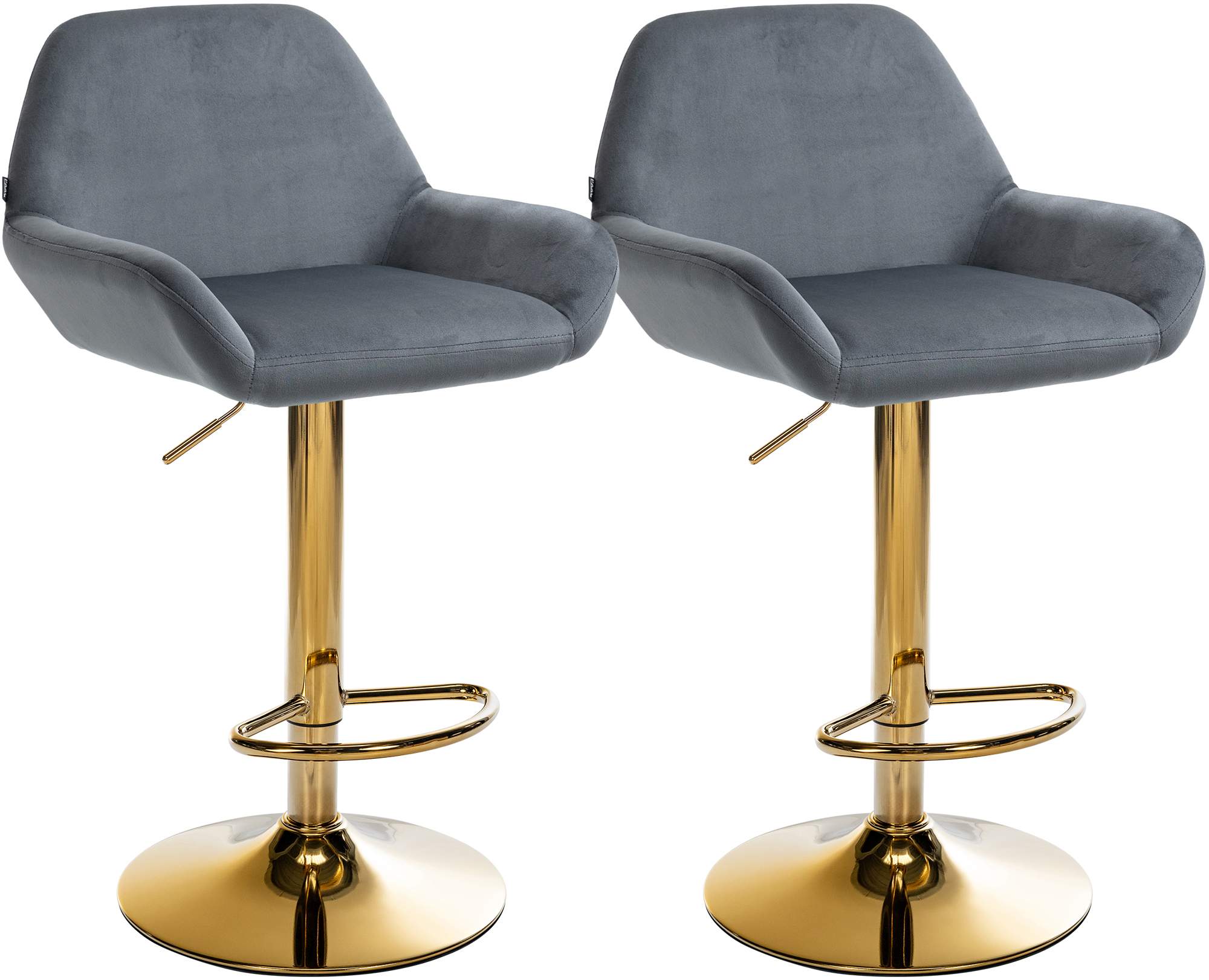 2er Set Barhocker Braga Gold Samt, dunkelgrau