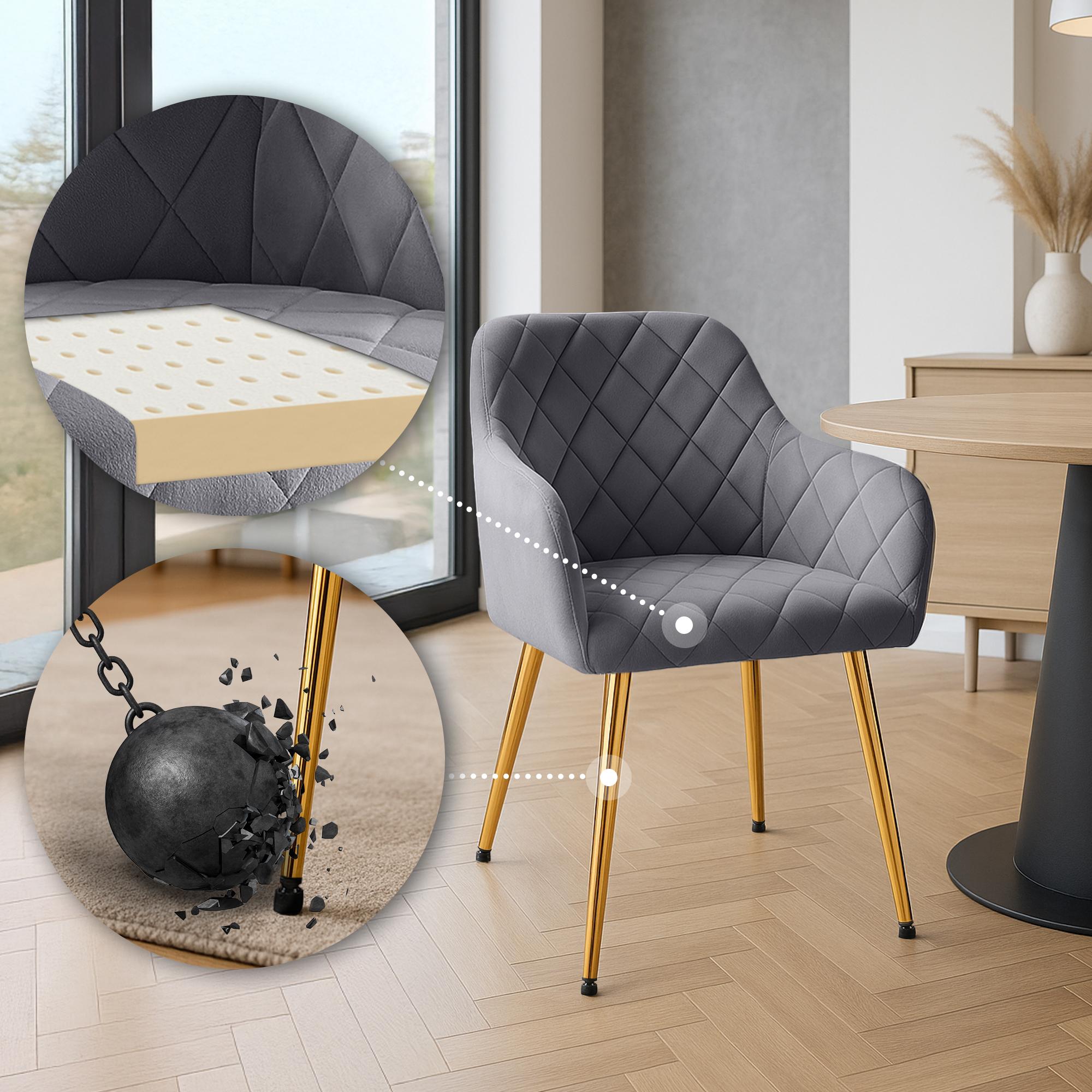 2er Set Esszimmerstuhl Monett Samt G, dunkelgrau