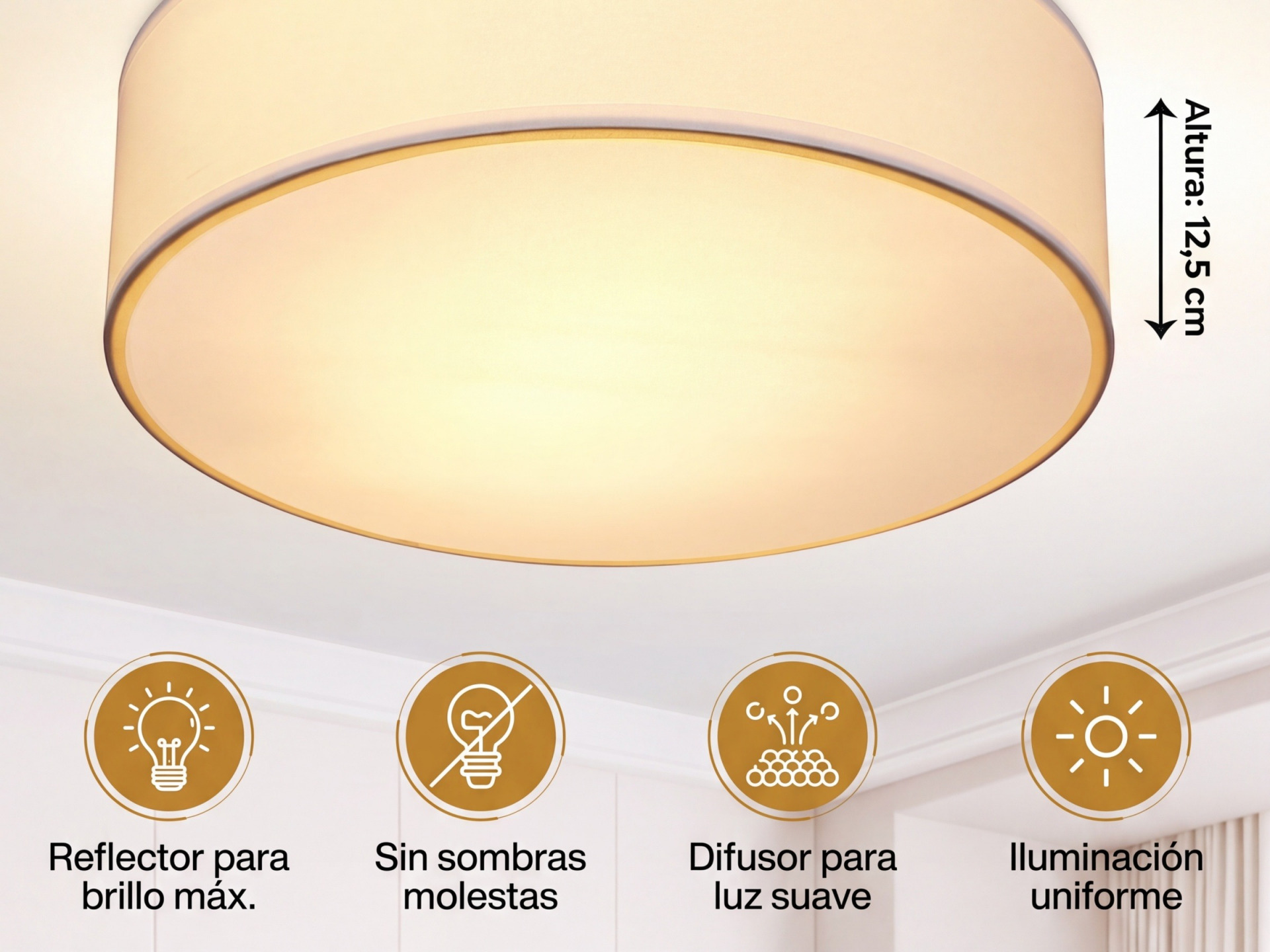 Deckenlampe Weiß Stoff Ø38cm