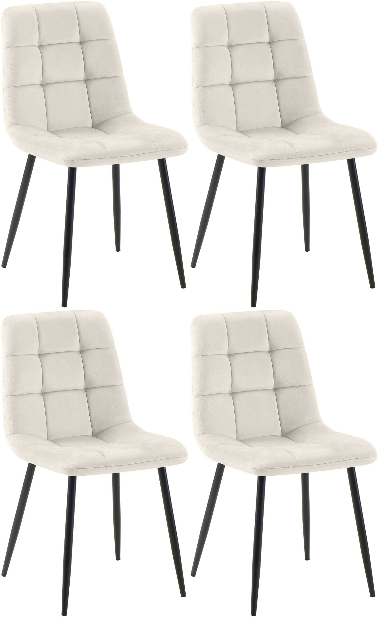 4er Set Esszimmerstuhl Tilde Samt, cremeweiß