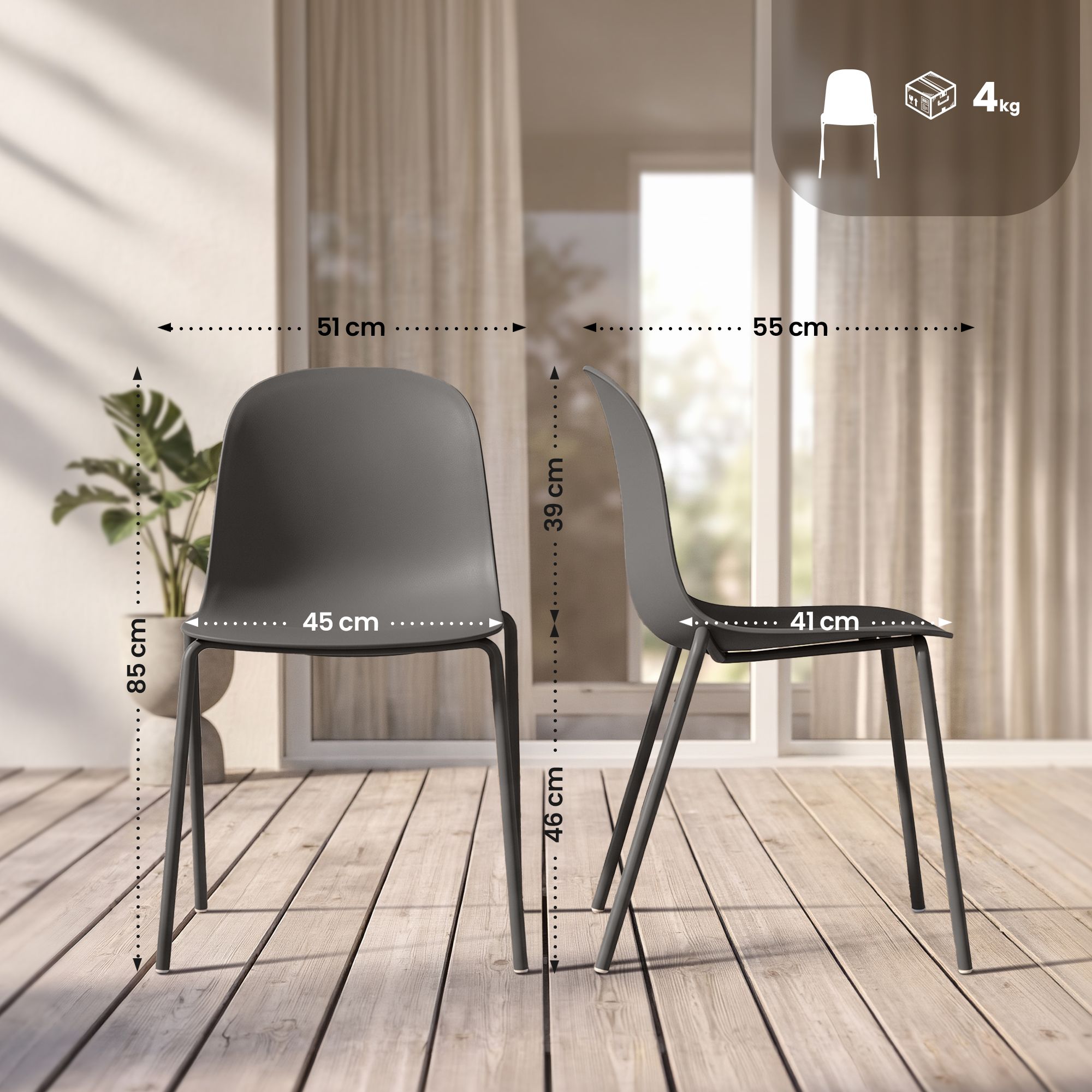 2er Set Stuhl Hardin, taupe