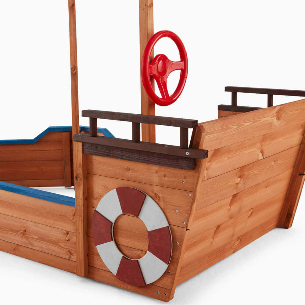 Sandkasten Schiffsoptik mit Bank MATSCHEKISTE - 160 x 78 cm