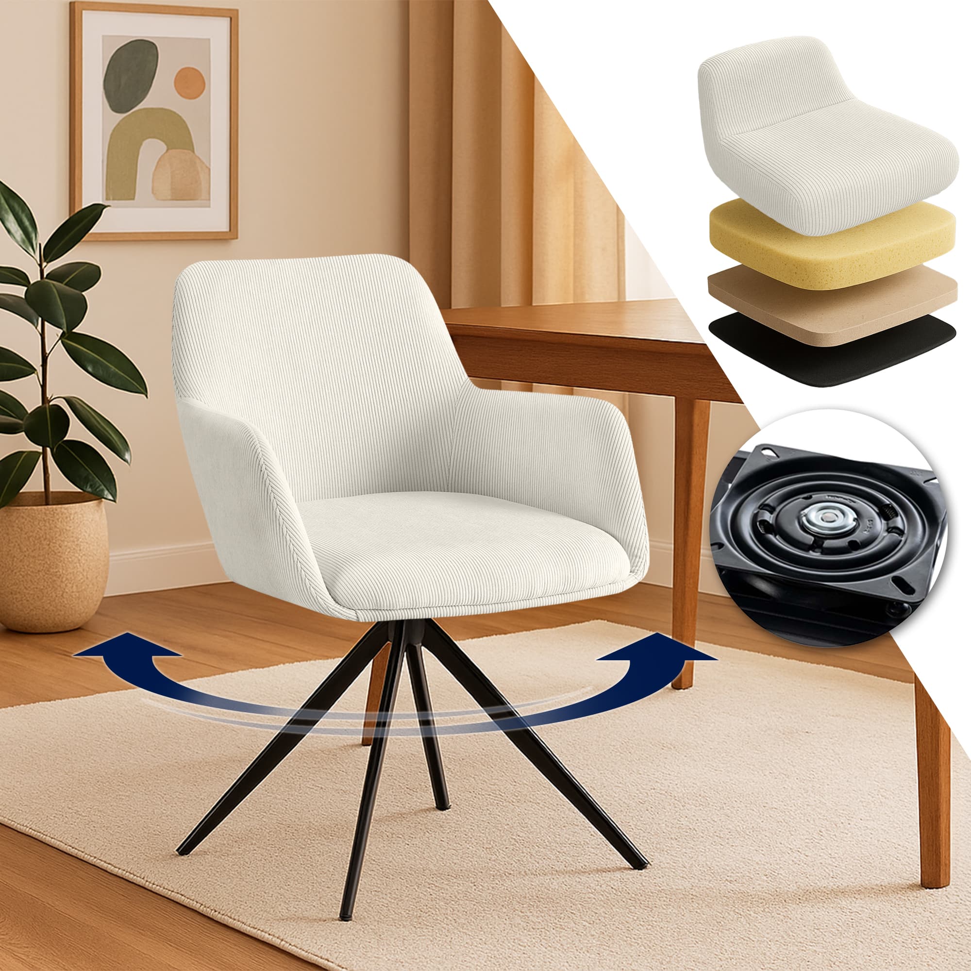 Esszimmerstuhl Olema Cord, creme