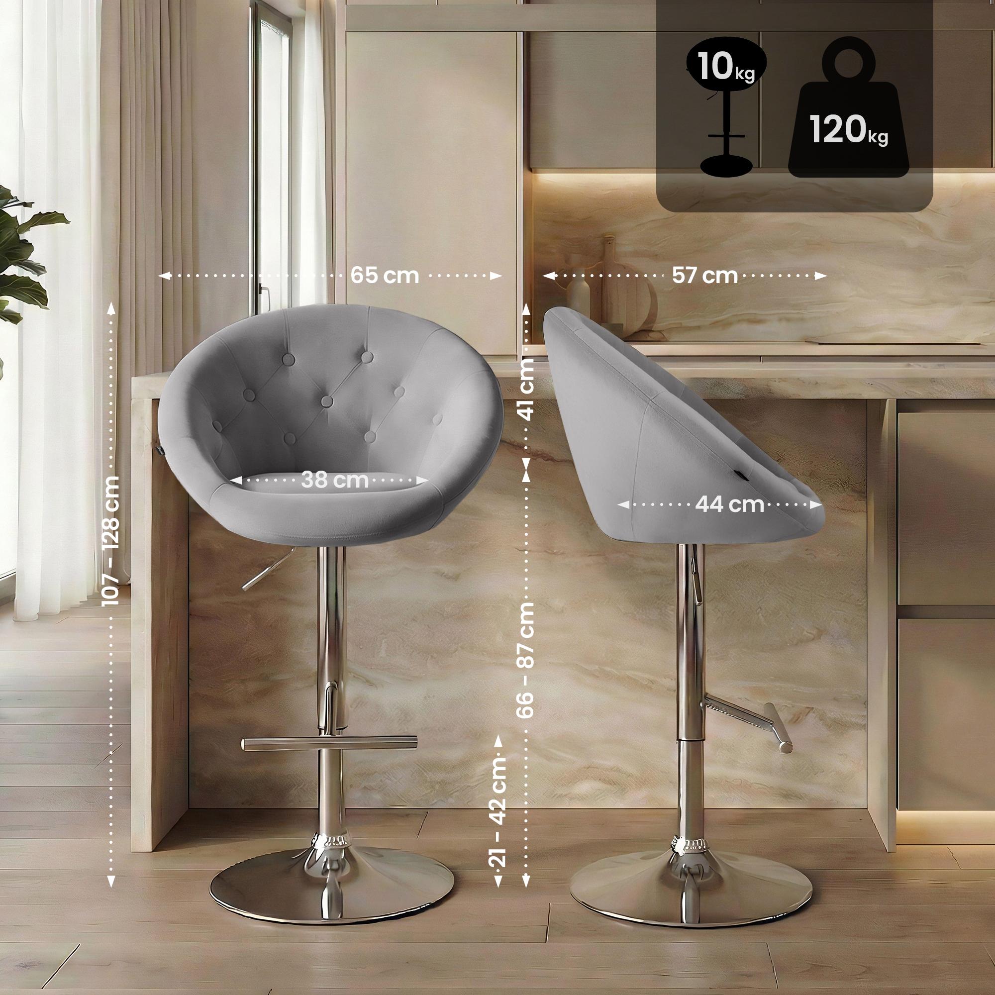 Barhocker London Samt chrom, grau