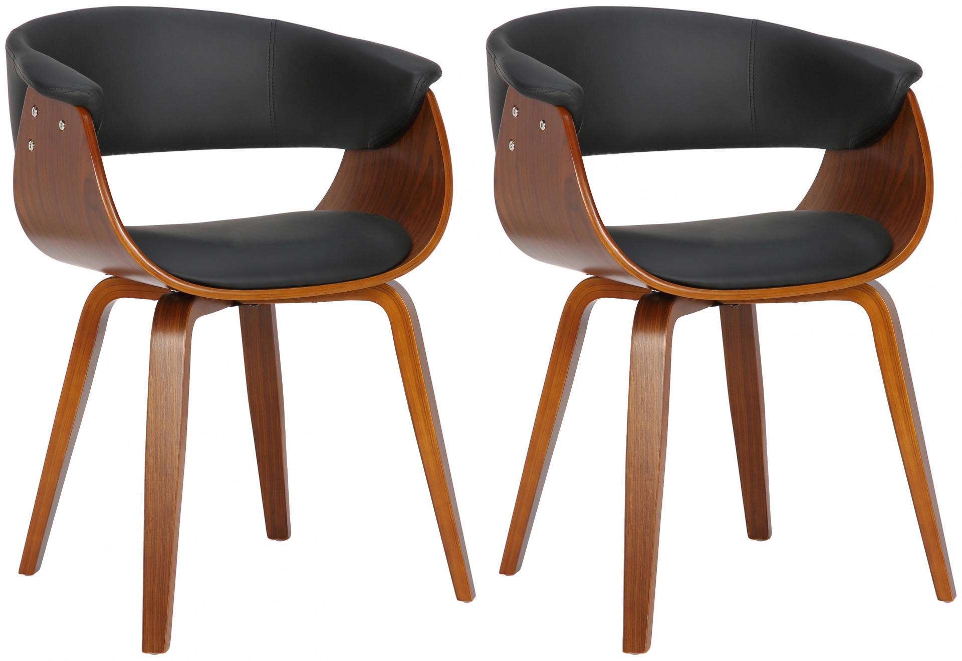 2er Set Stühle Bruce Kunstleder walnuss, schwarz