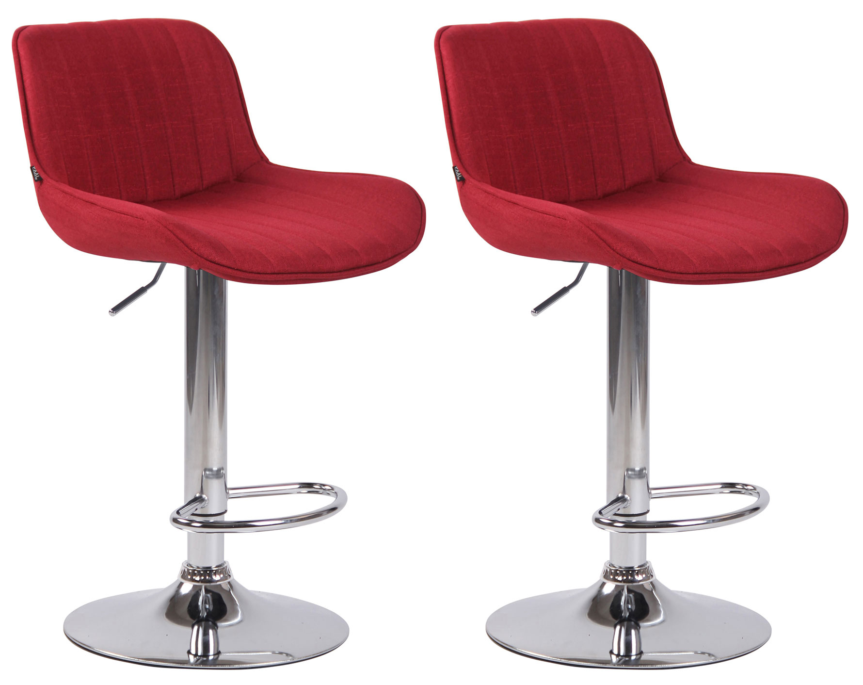 2er Set Barhocker Lentini Stoff chrom, rot