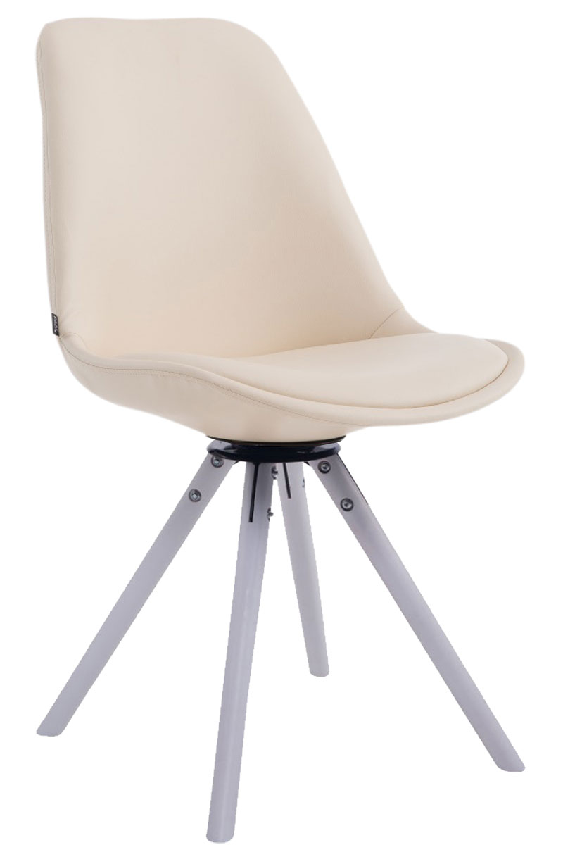 625284 Besucherstuhl Calais Drehbar Weiß Rund, creme