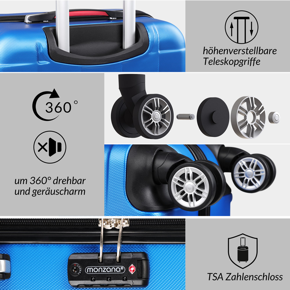 Hartschalenkoffer XL Rollen 360º Reisekoffer 105L Blau ABS