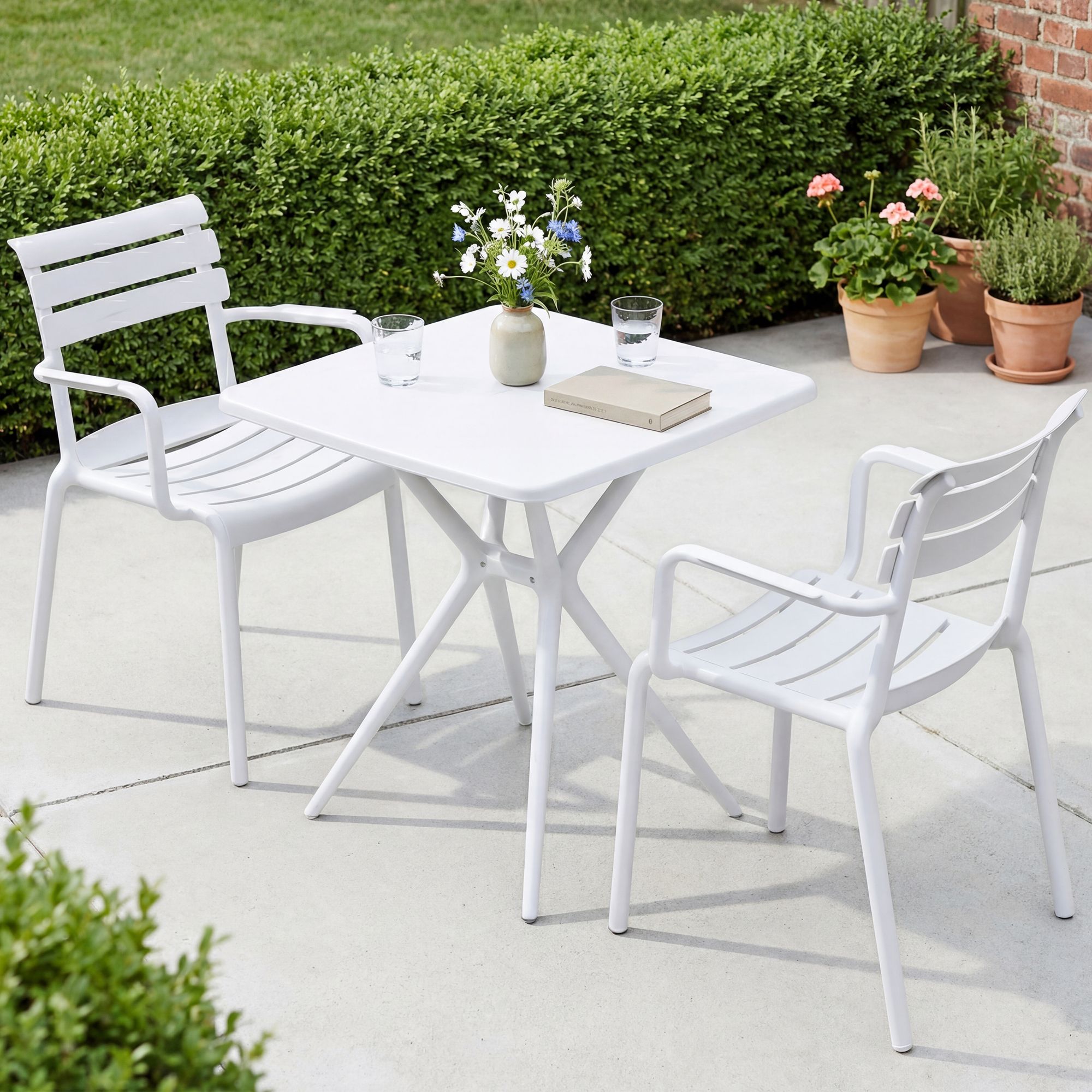 Gartenmöbel-Set Avena mit 2 Stühlen, weiß