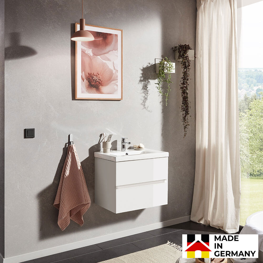 Badmöbel Komplettset WANGEROOGE DELUXE S - Weiß Made in Germany