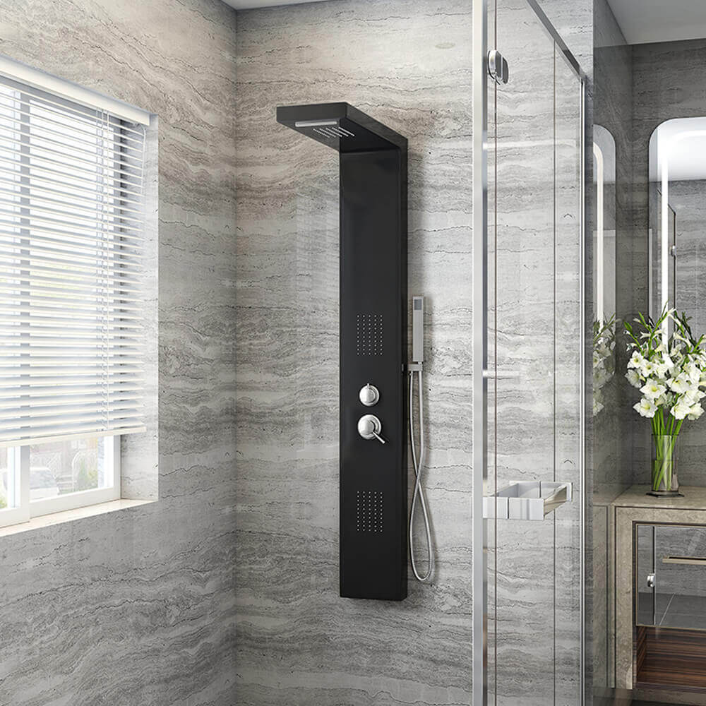 Duschpaneel mit Regendusche CASCATA – Schwarz
