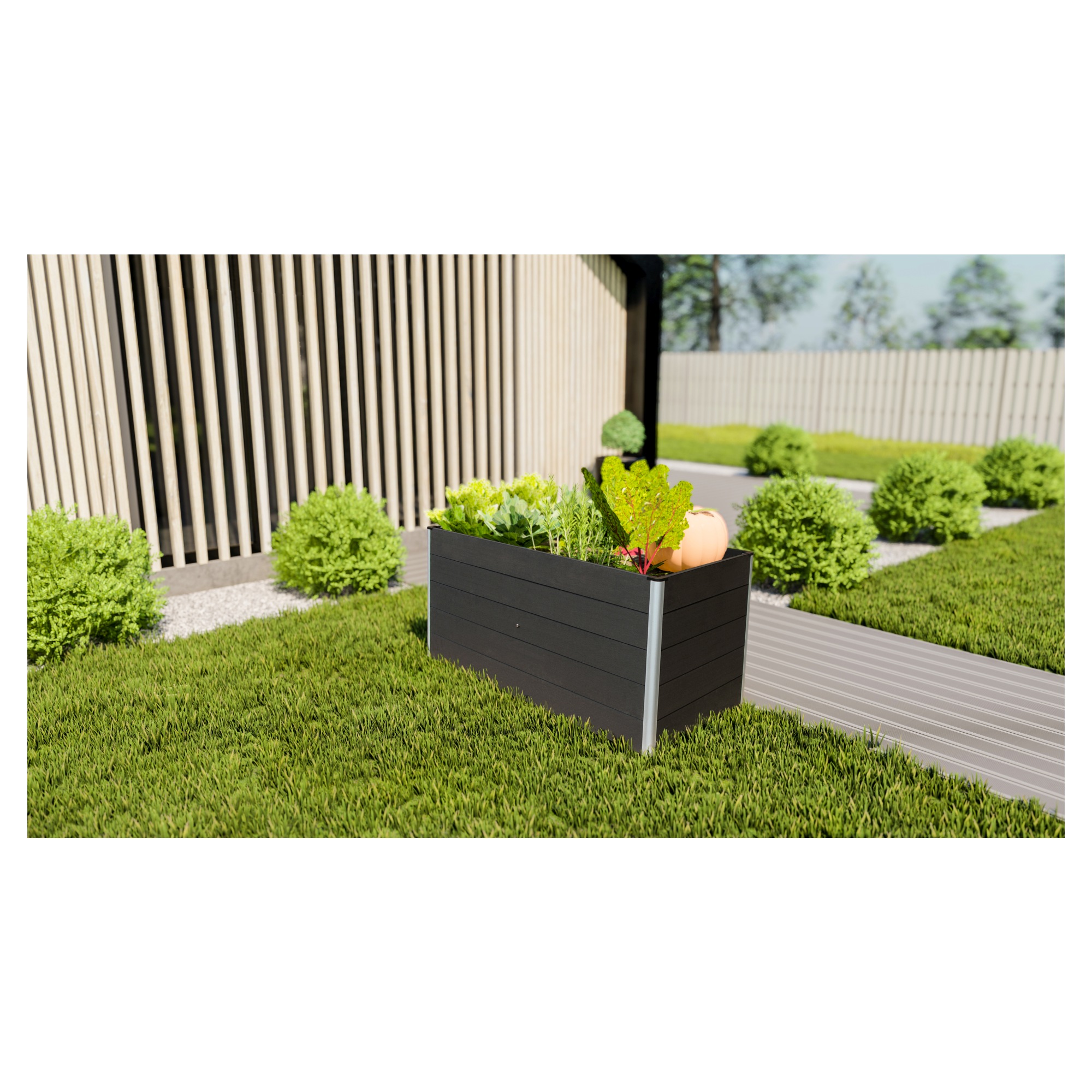 ERNA WPC-Hochbeet ANTHRAZIT, 150 x 70 x 75 cm, ca. 780 Liter, inkl. Montagematerial, Kartonverpackt