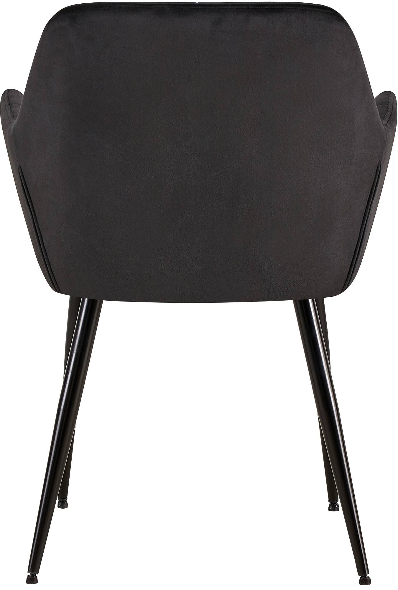 2er Set Esszimmerstuhl Emia Samt, schwarz