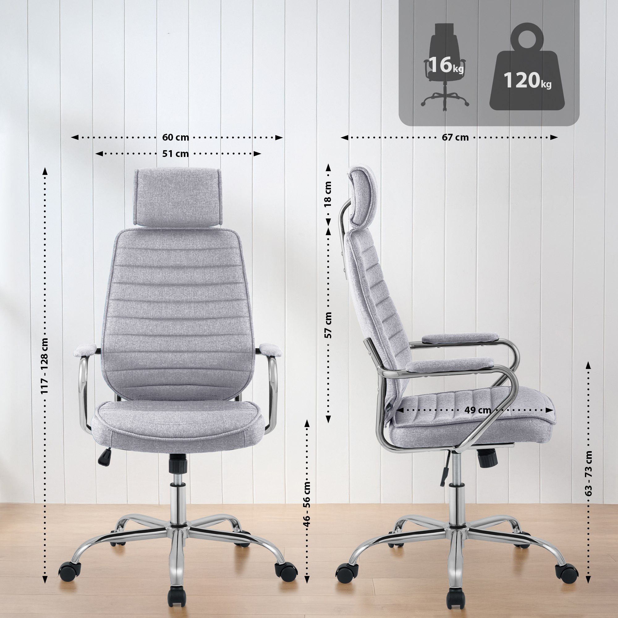 Bürostuhl Rako Stoff, hellgrau
