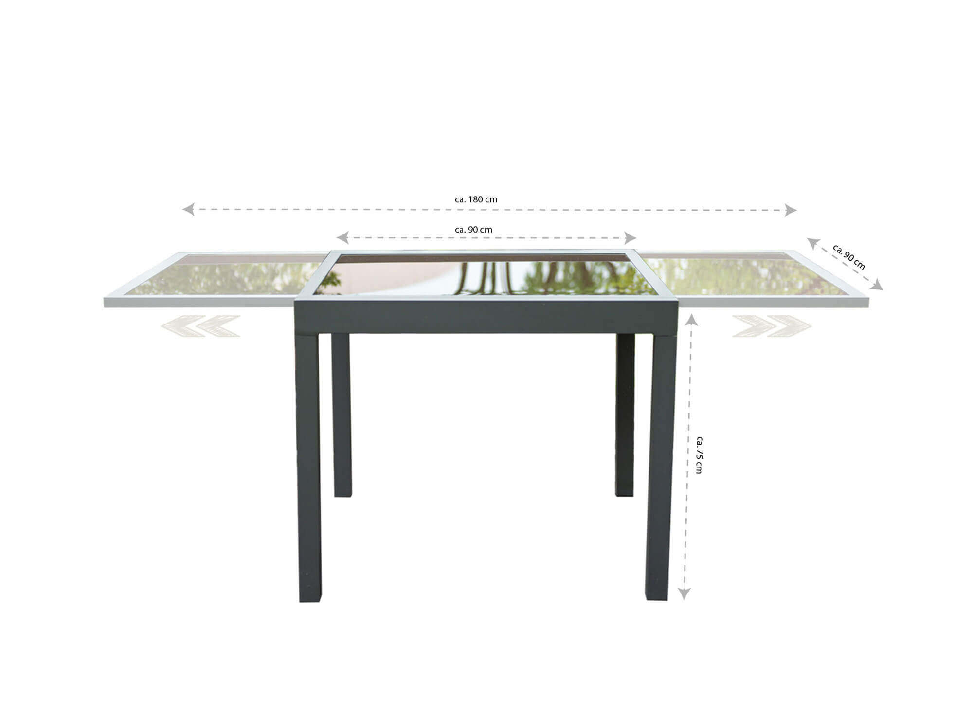 Garten-Sitzgruppe ausziehbar VERANO MADERA - 180/90 x 90 cm 6 Stühle