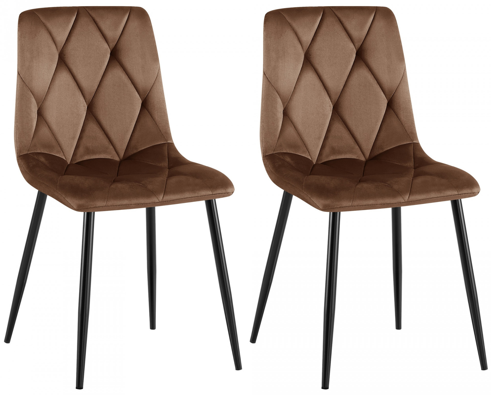 2er Set Esszimmerstuhl Clairton Samt, braun