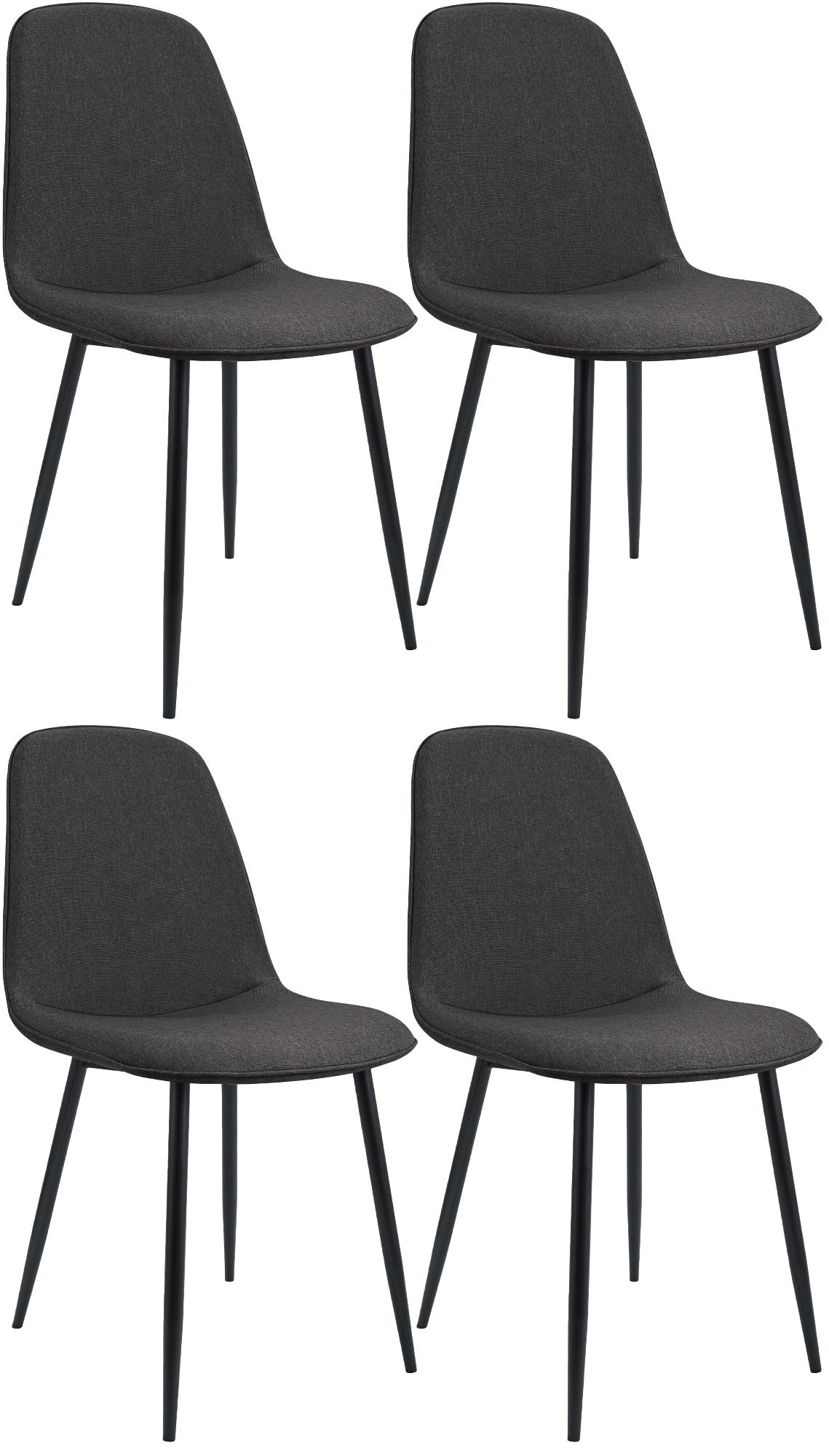 4er Set Esszimmerstuhl Maryam Stoff, dunkelgrau