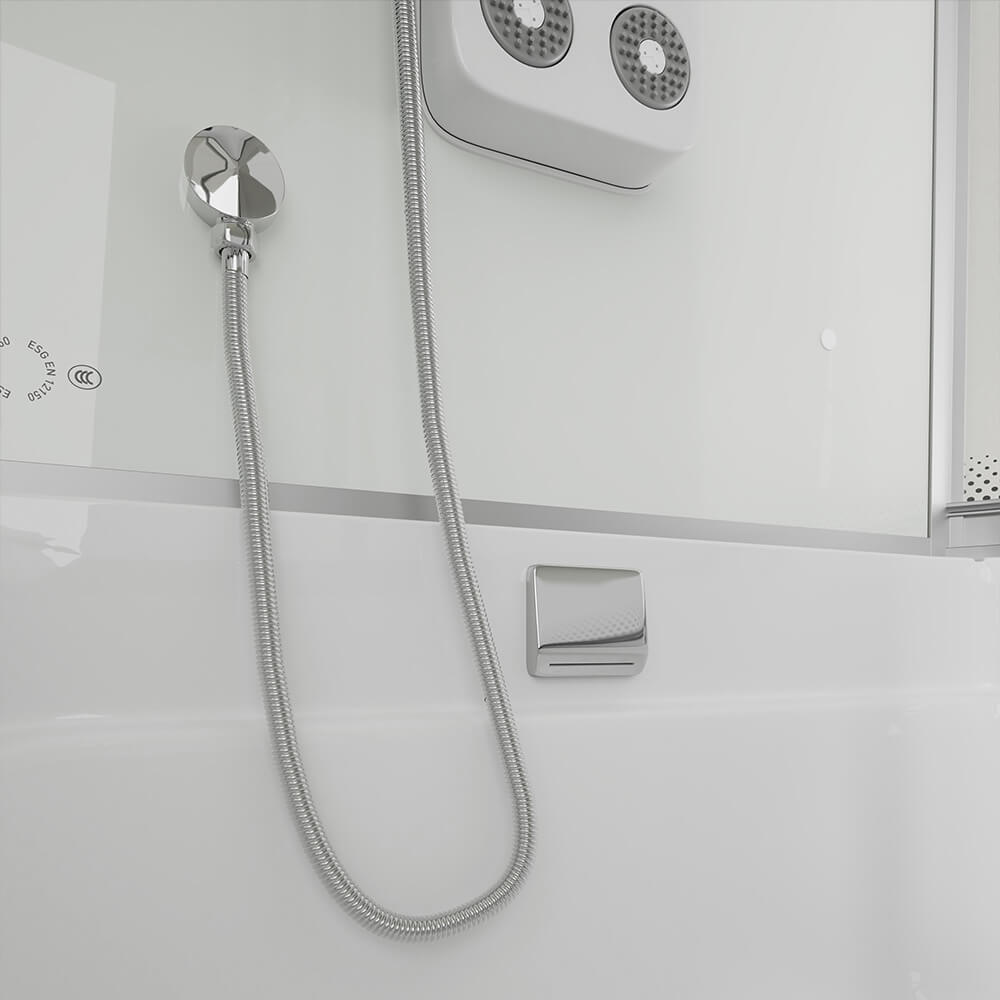 Duschkabine mit Badewanne ALLIN 2IN1 - 170 x 90 Weiß Rechts