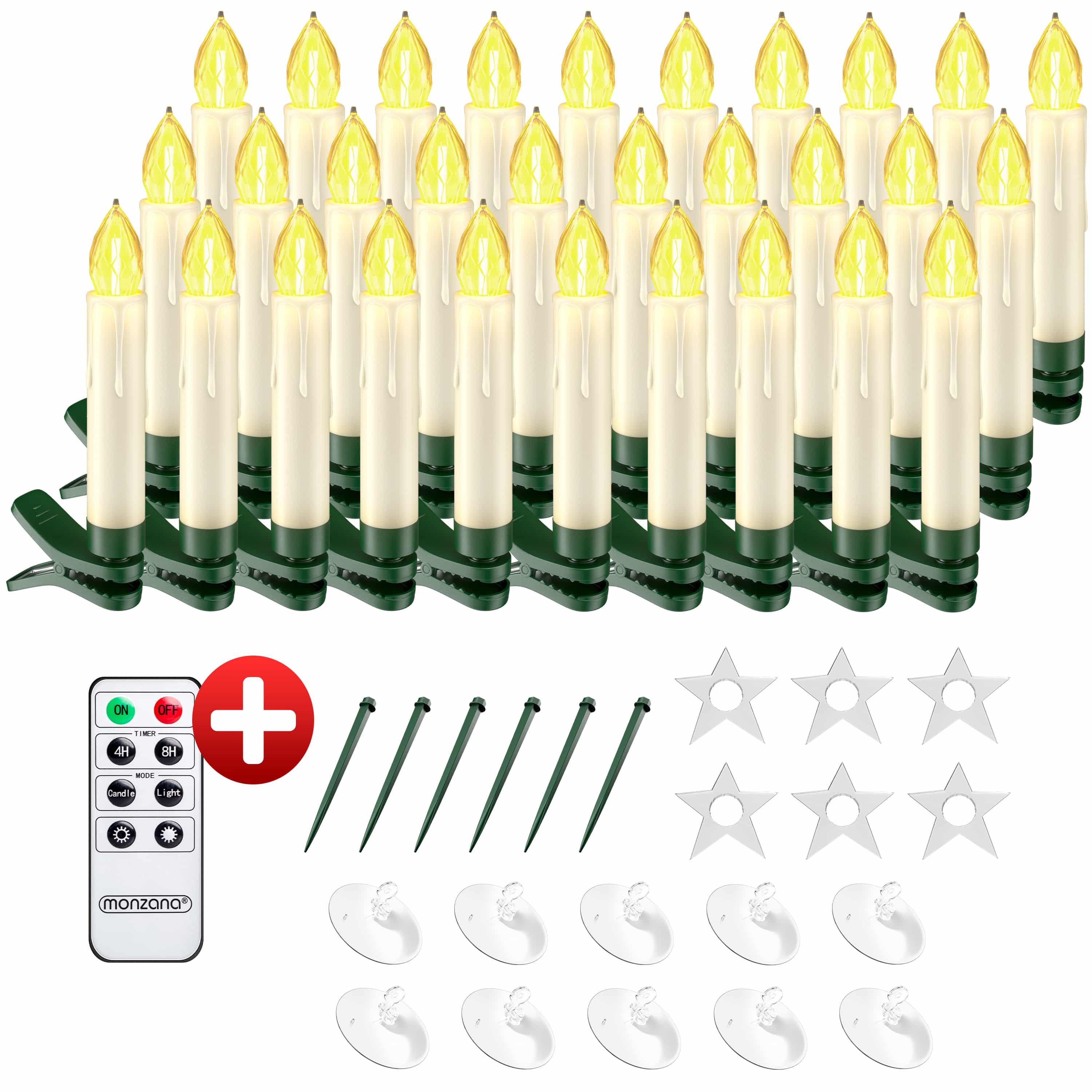 LED Weihnachtsbaumkerzen 30er-Set Warmweiß Fernbedienung