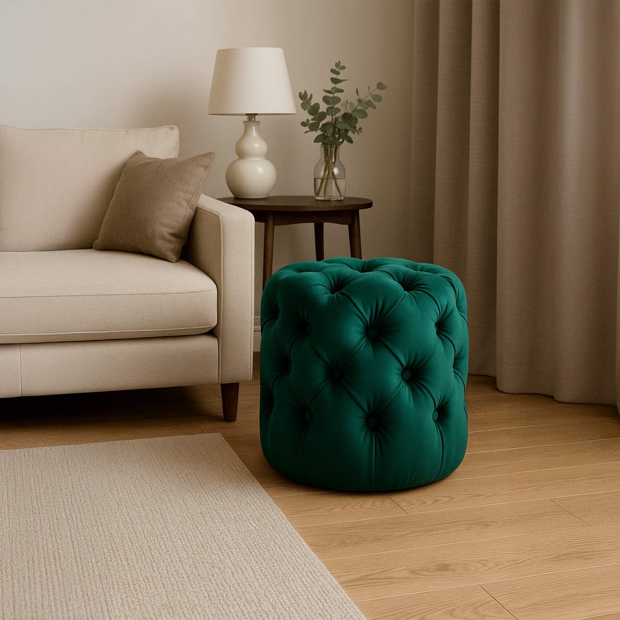 Sitzhocker Drancy Samt M, dunkelgrün