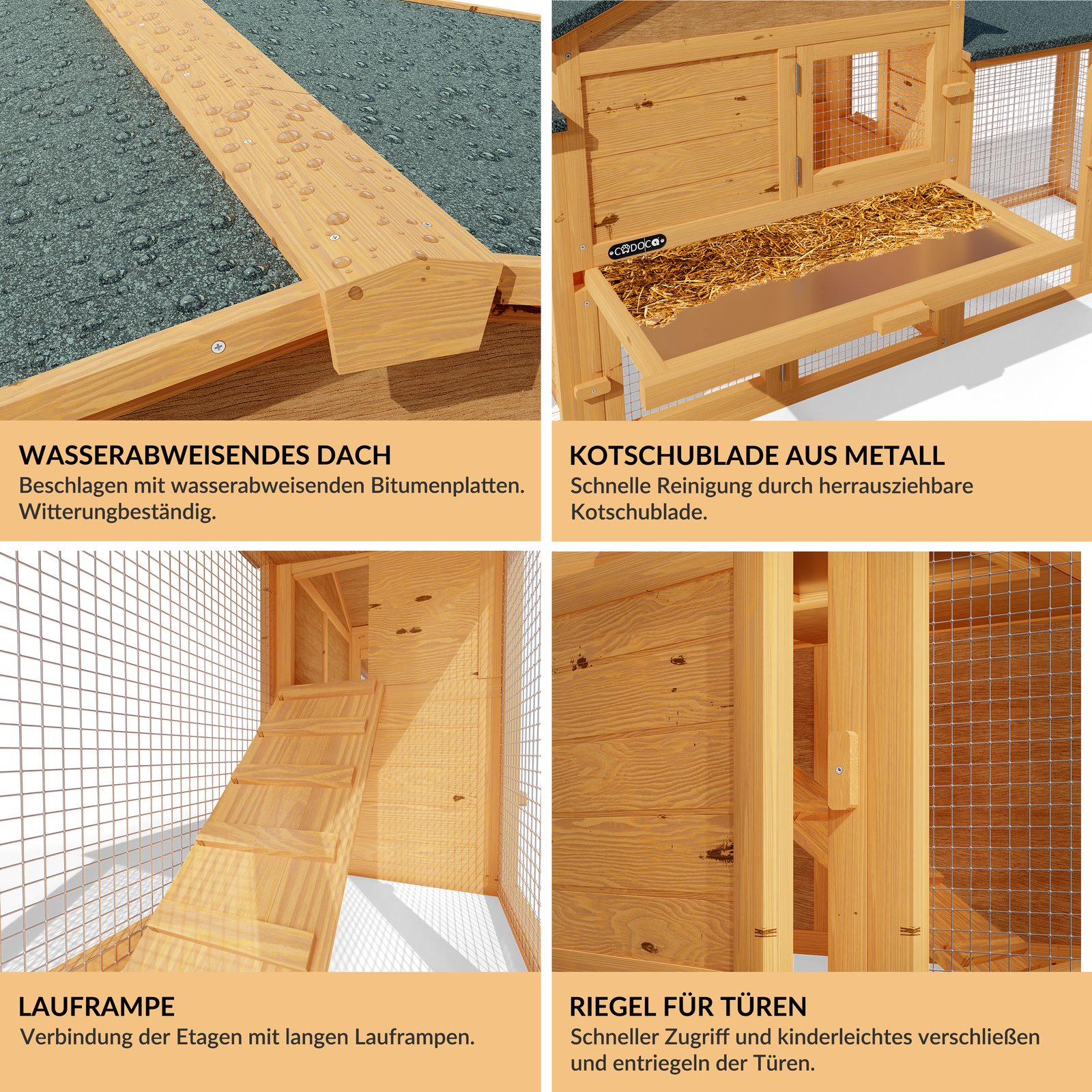Hasenstall Kaninchenstall 2 Etagen 204x45x84cm